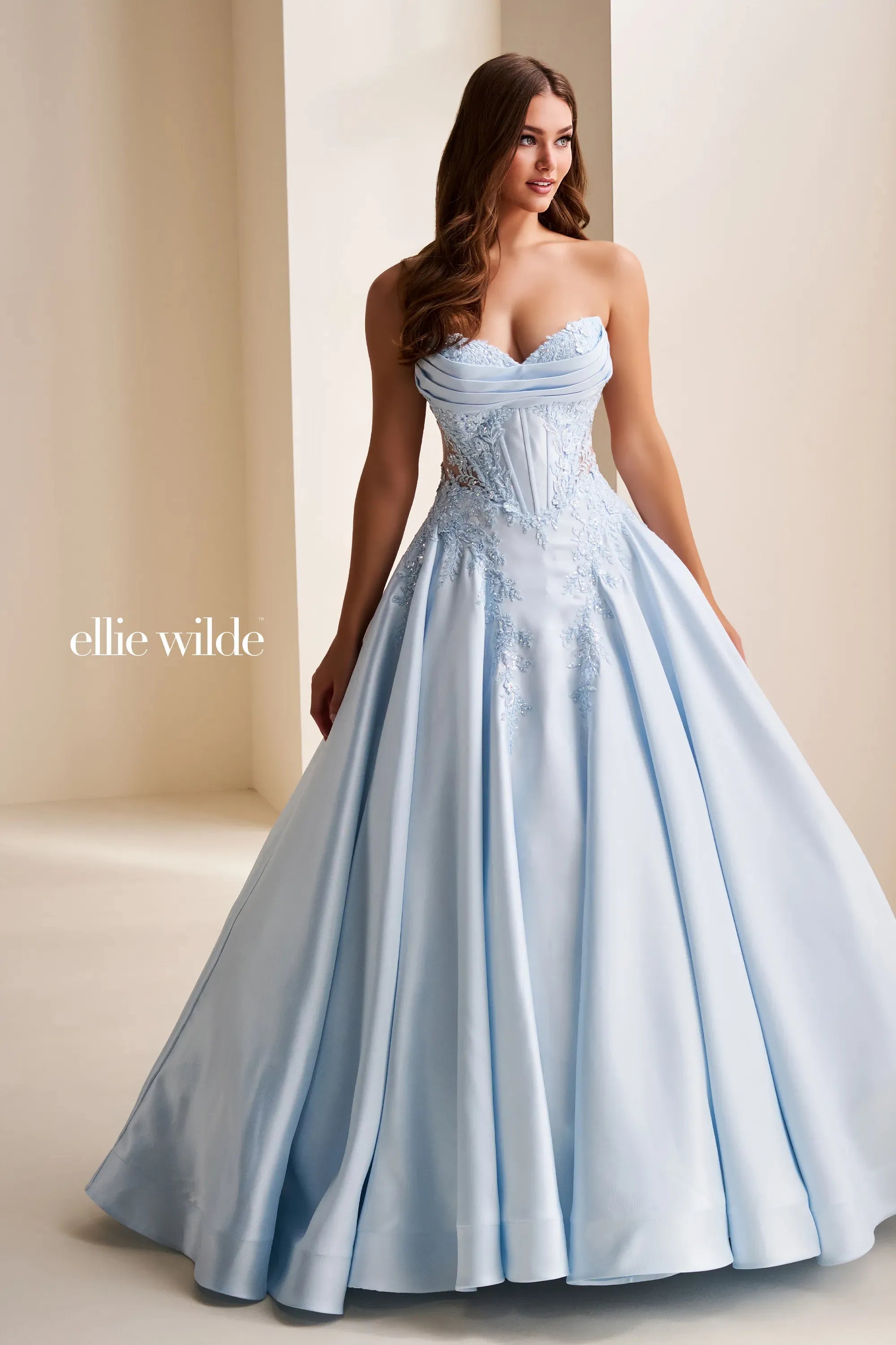 Prom Dresses Beaded Long Formal Ball Gown Prom Dress Light Blue