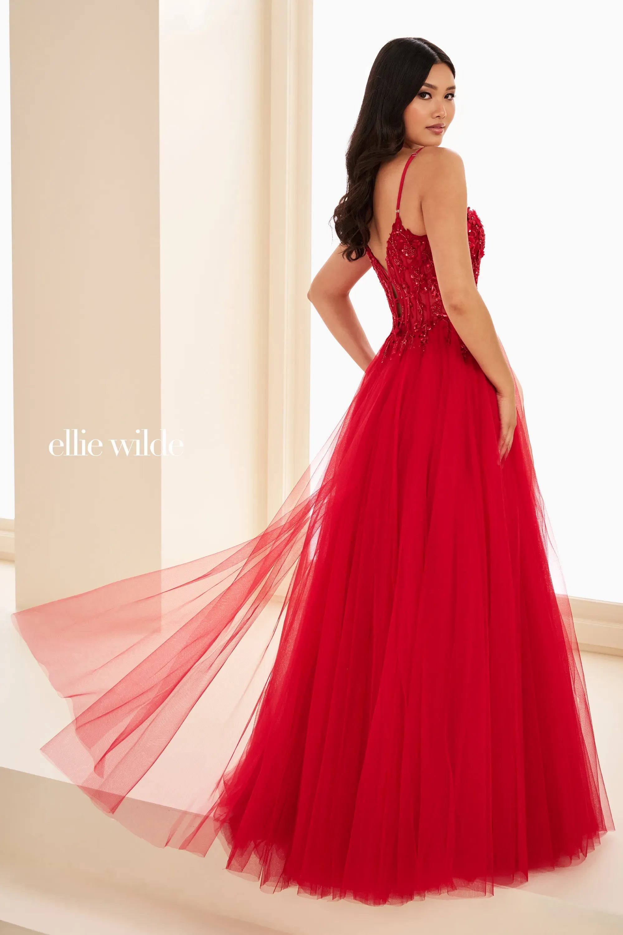 Prom Dresses Beaded Long Formal Lace Applique Corset Prom Dress Dark Red