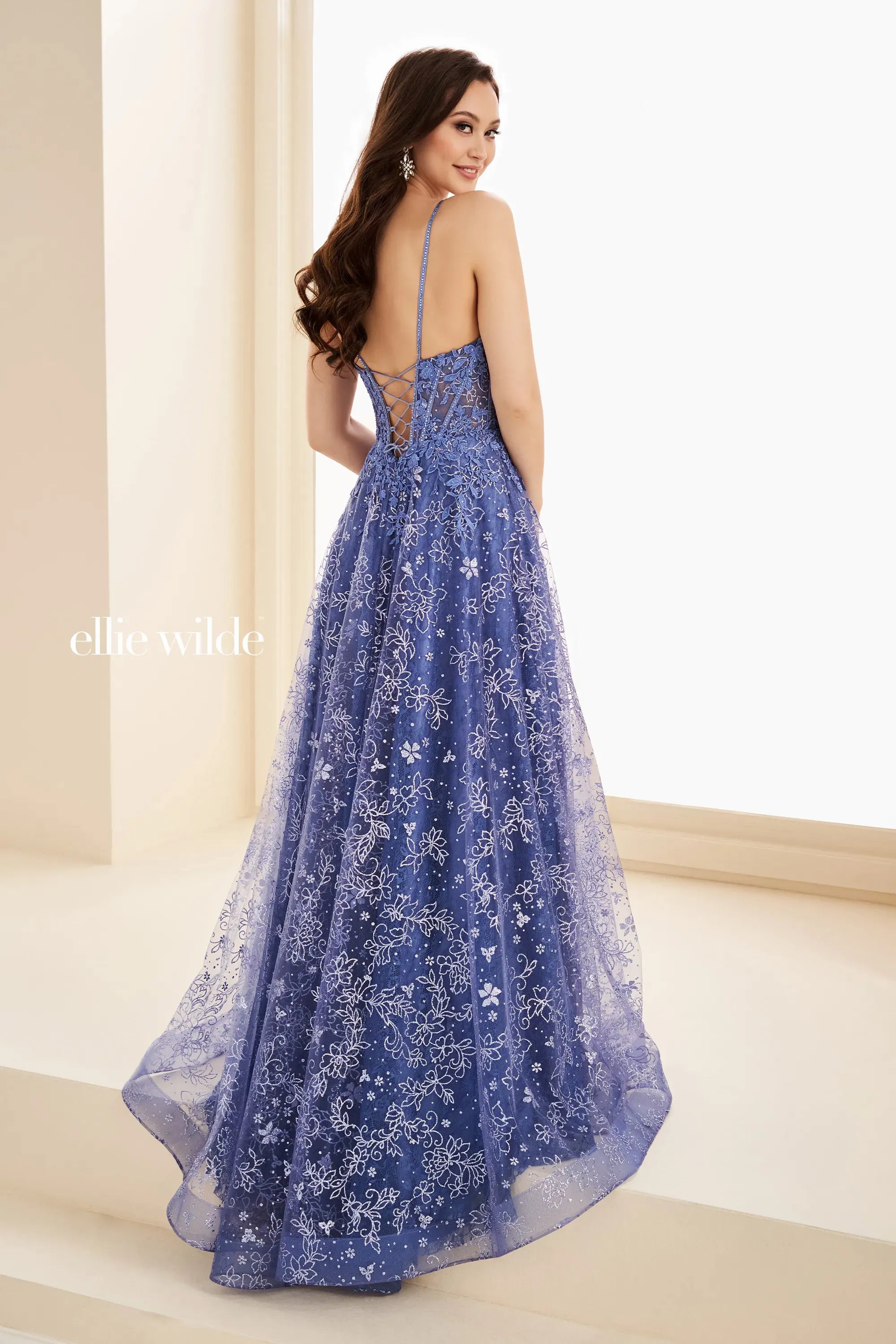 Prom Dresses A Line Long Formal Lace Applique Prom Dress Dusk