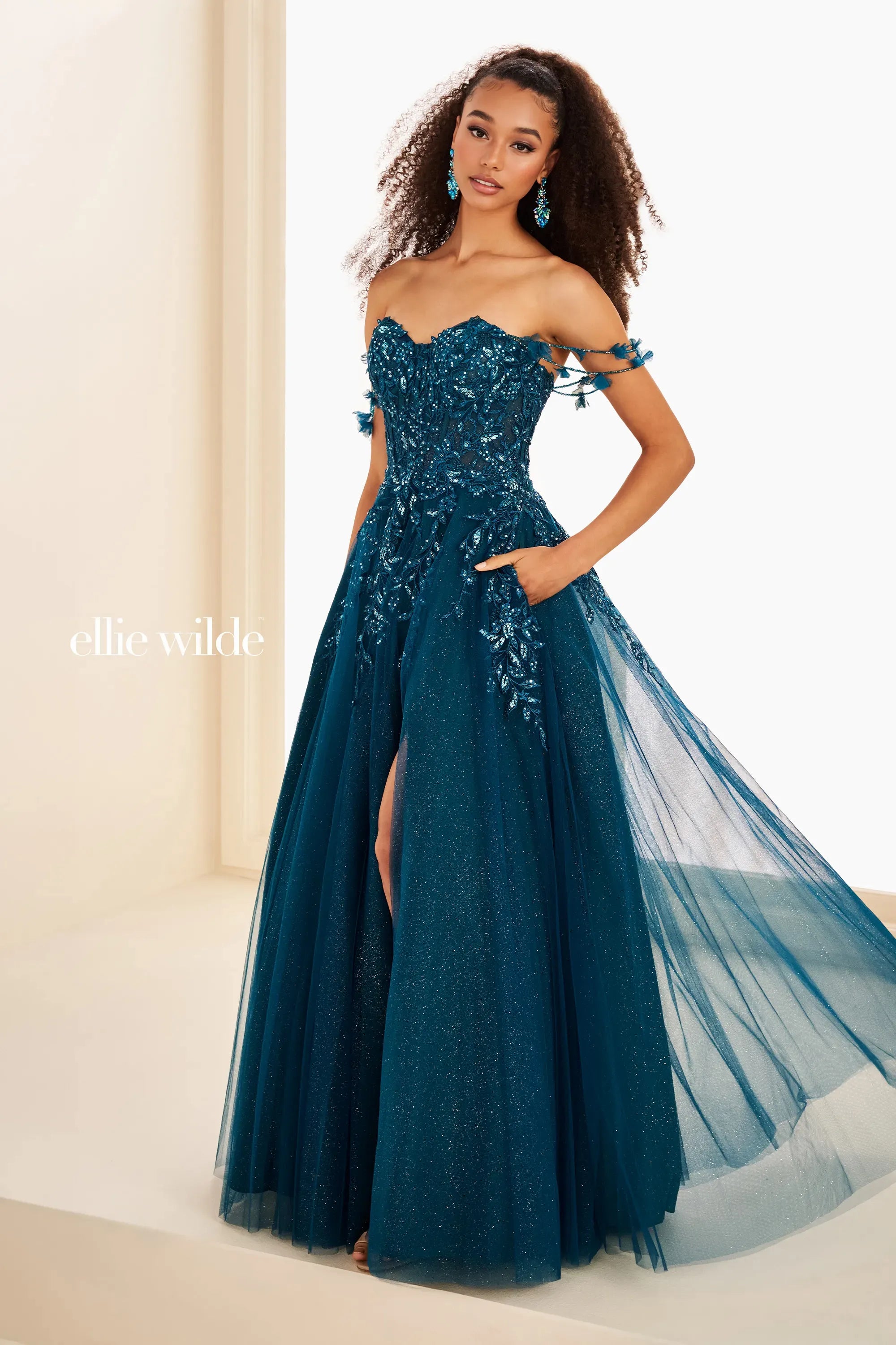 Prom Dresses Glitter Long Formal Beaded A Line Sequin Prom Dress Teal