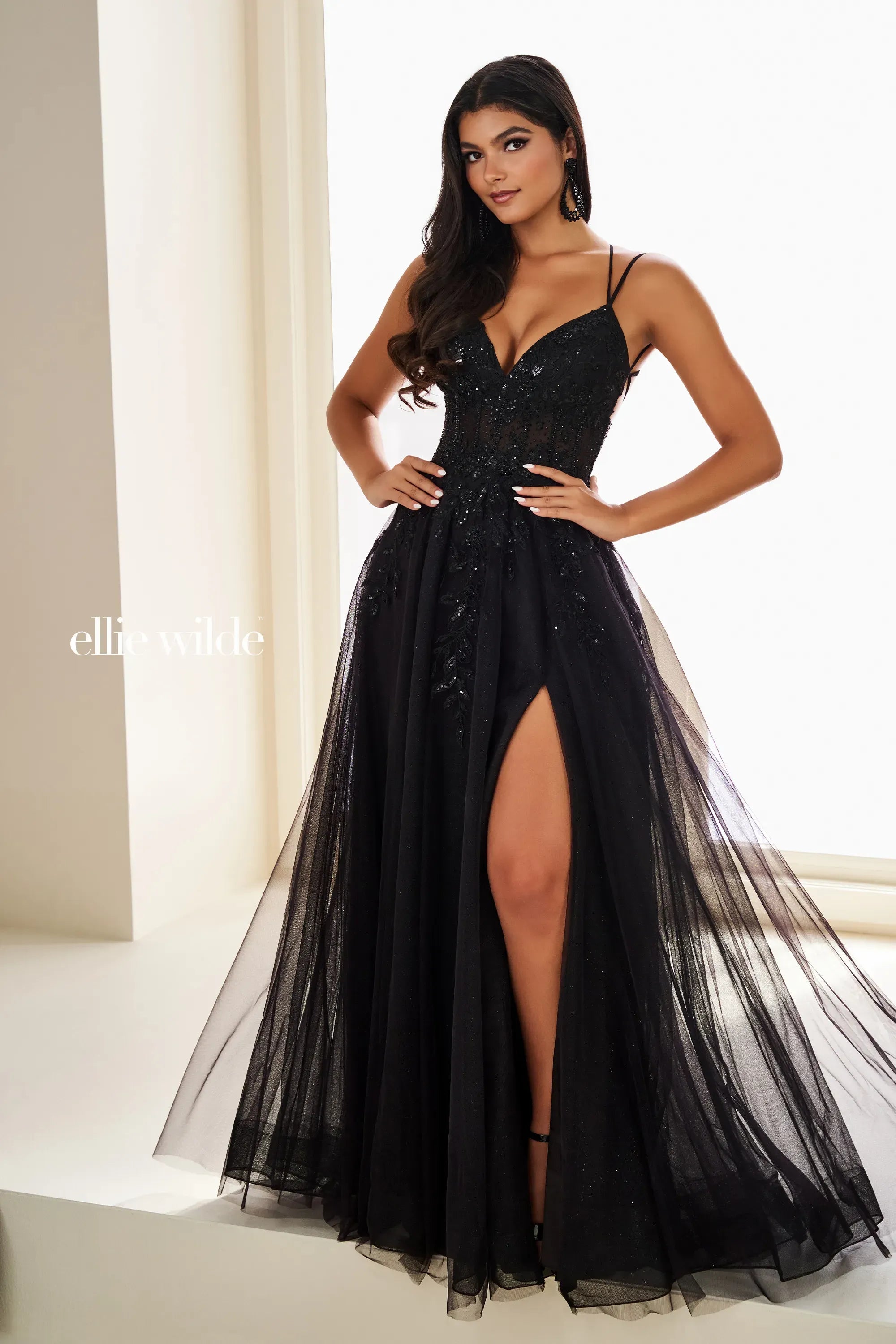 Prom Dresses Sequin Long Formal Glitter A Line Prom Dress Black