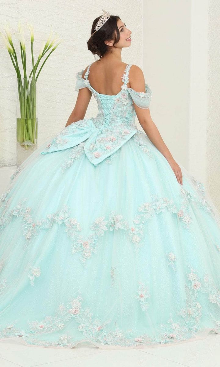 Off-the-Shoulder Floor-Length Tulle Quinceañera Ball Gown May Queen LK258