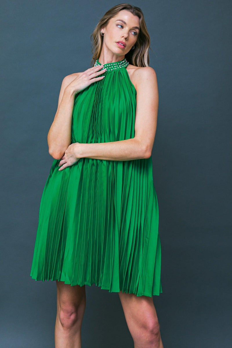 Halter Mini Satin Cocktail A-Line Dress Flying Tomato ID20358