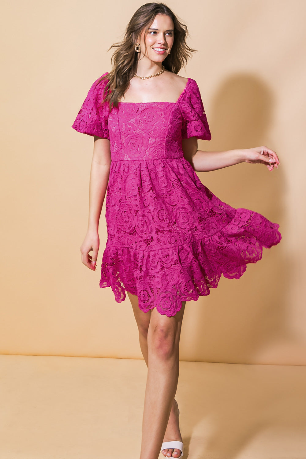 Cocktail Dresses Short Lace Mini Cocktail Dress Flying Tomato ID20632 Fuchsia