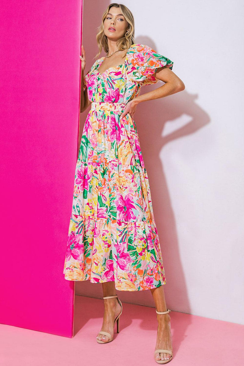 Sweetheart Midi Chiffon Garden Party A-Line Dress Flying Tomato ID20732