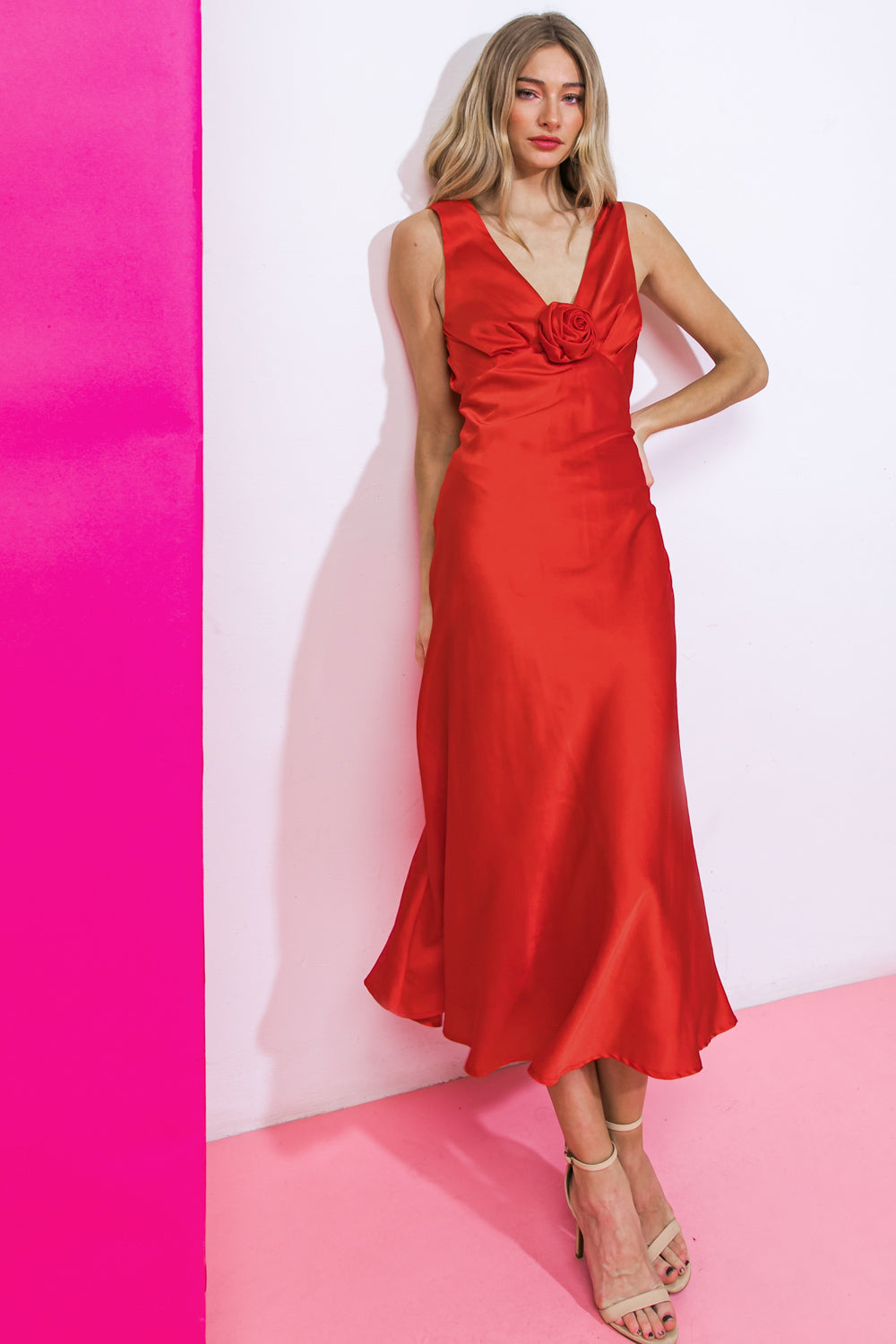 Cocktail Dresses Tea Length Cocktail Formal Dress Flying Tomato ID20883 Red