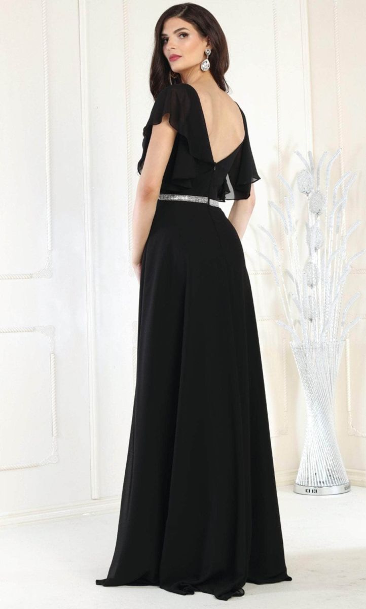 Illusion Floor-Length Chiffon Evening A-Line May Queen 1972