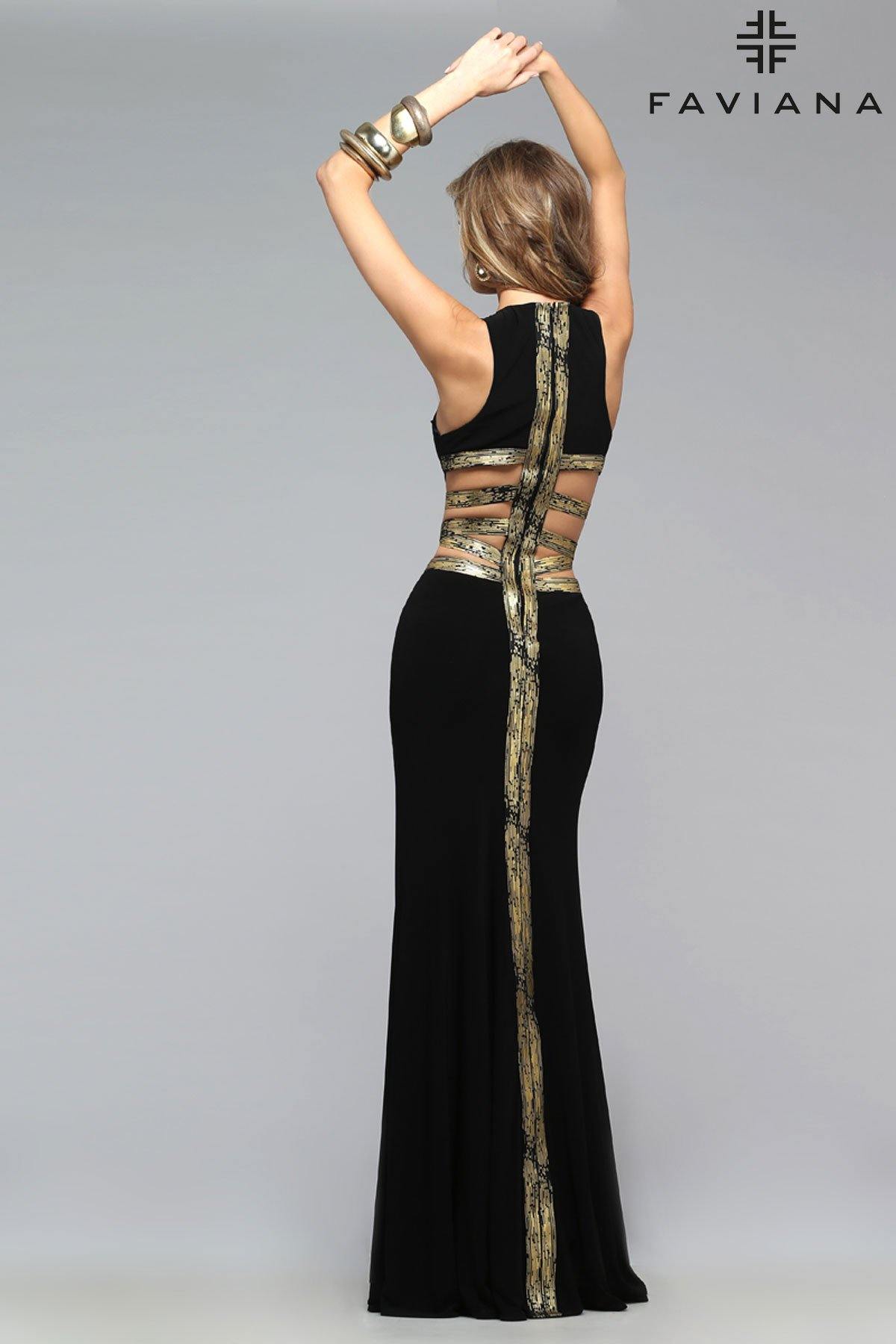 Faviana 7734 Long Sleeveless Fitted Evening Gown - The Dress Outlet Faviana
