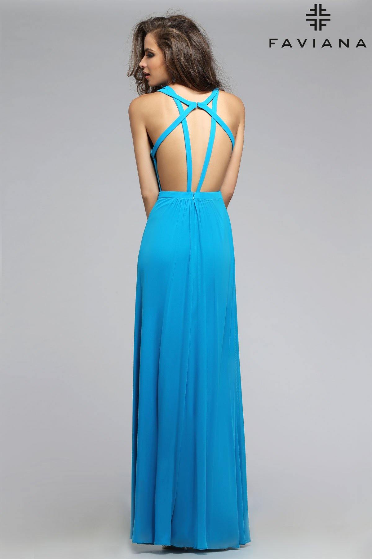 Faviana 7741 Mesh Illusion Evening Long Gown - The Dress Outlet Faviana