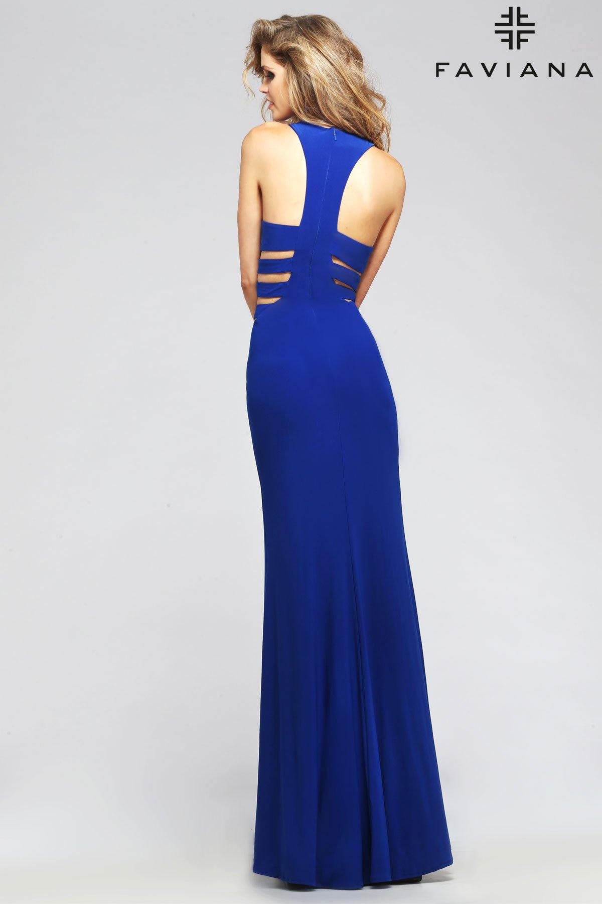 Faviana 7820 Long Formal Dress with Side Cut-Outs - The Dress Outlet Faviana