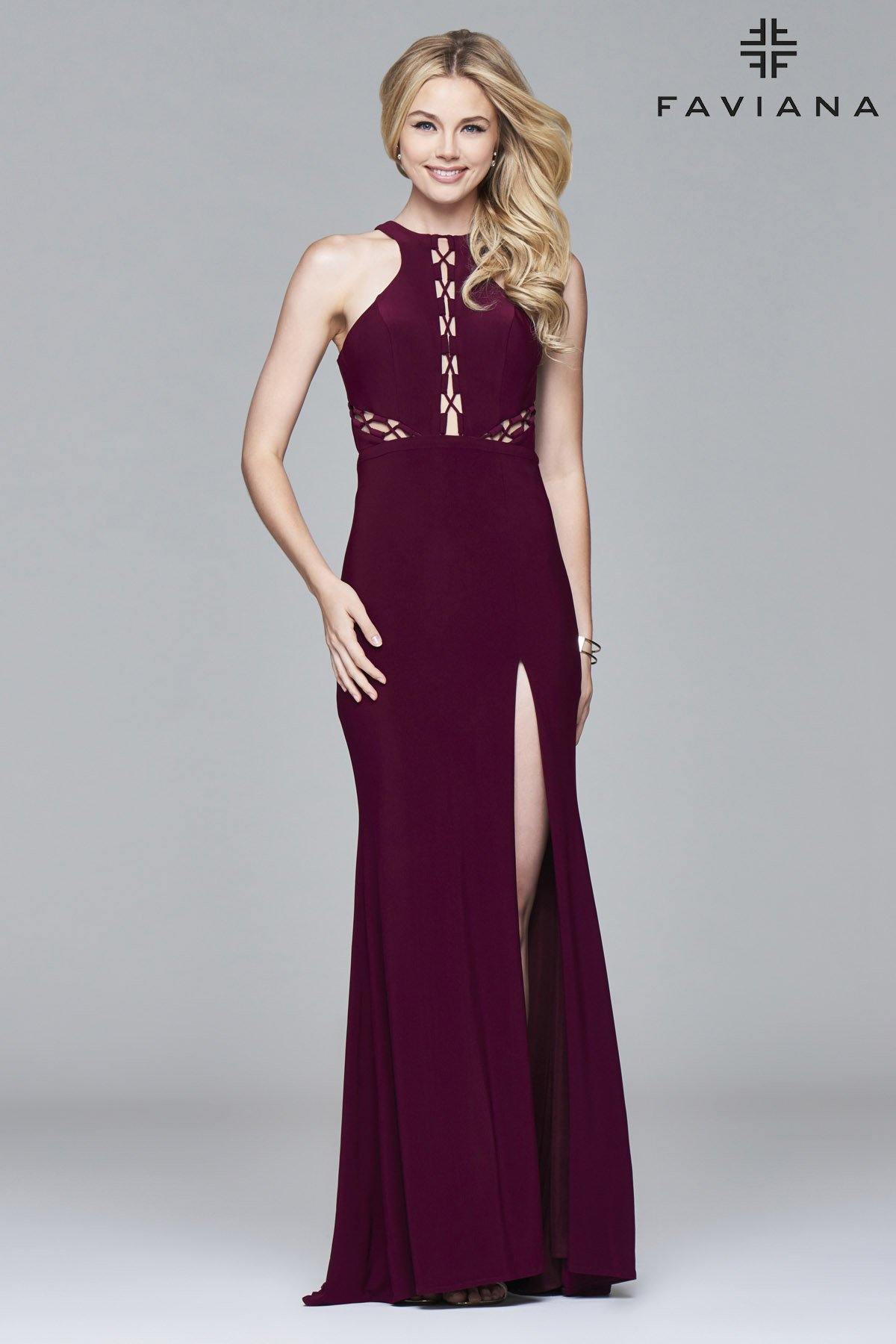 Faviana 7909 Long Formal Jersey Dress - The Dress Outlet Faviana