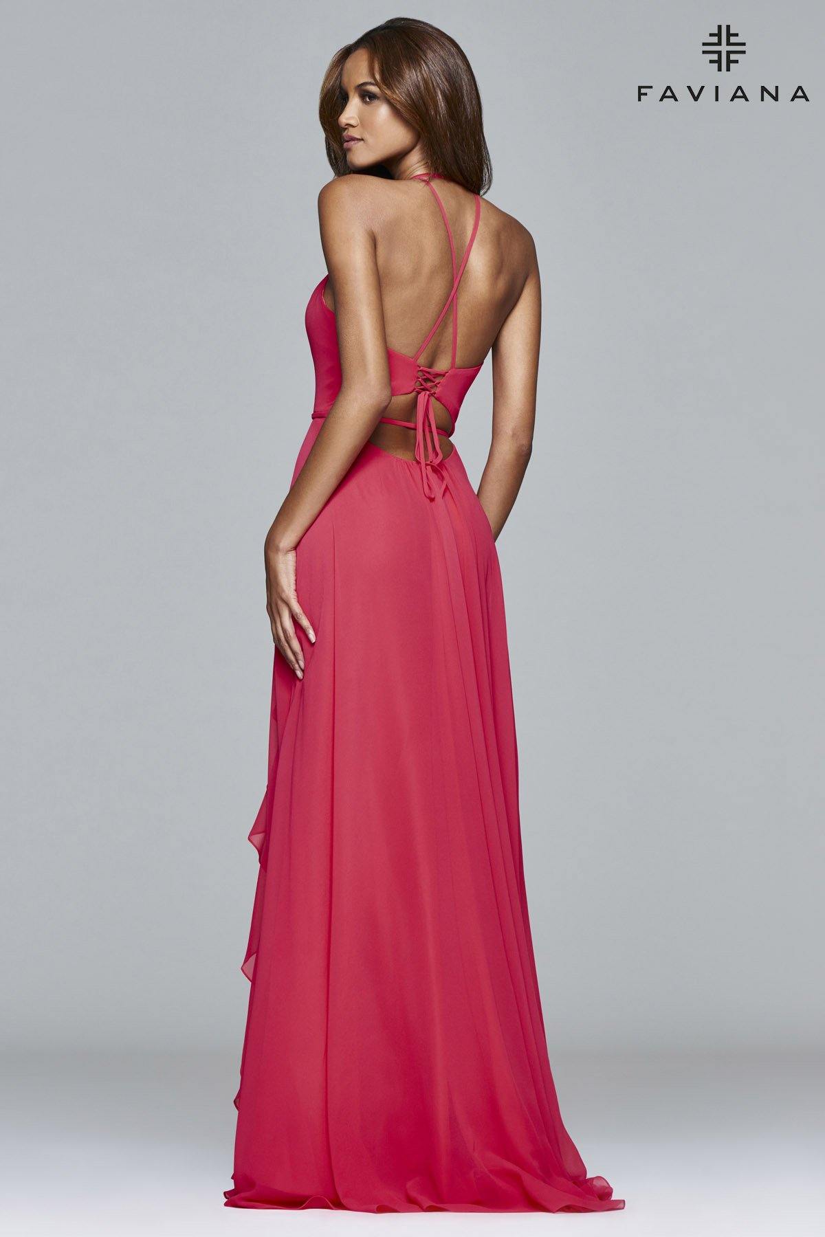 Faviana 7939 Ruffled Prom Long Dress Formal - The Dress Outlet Faviana
