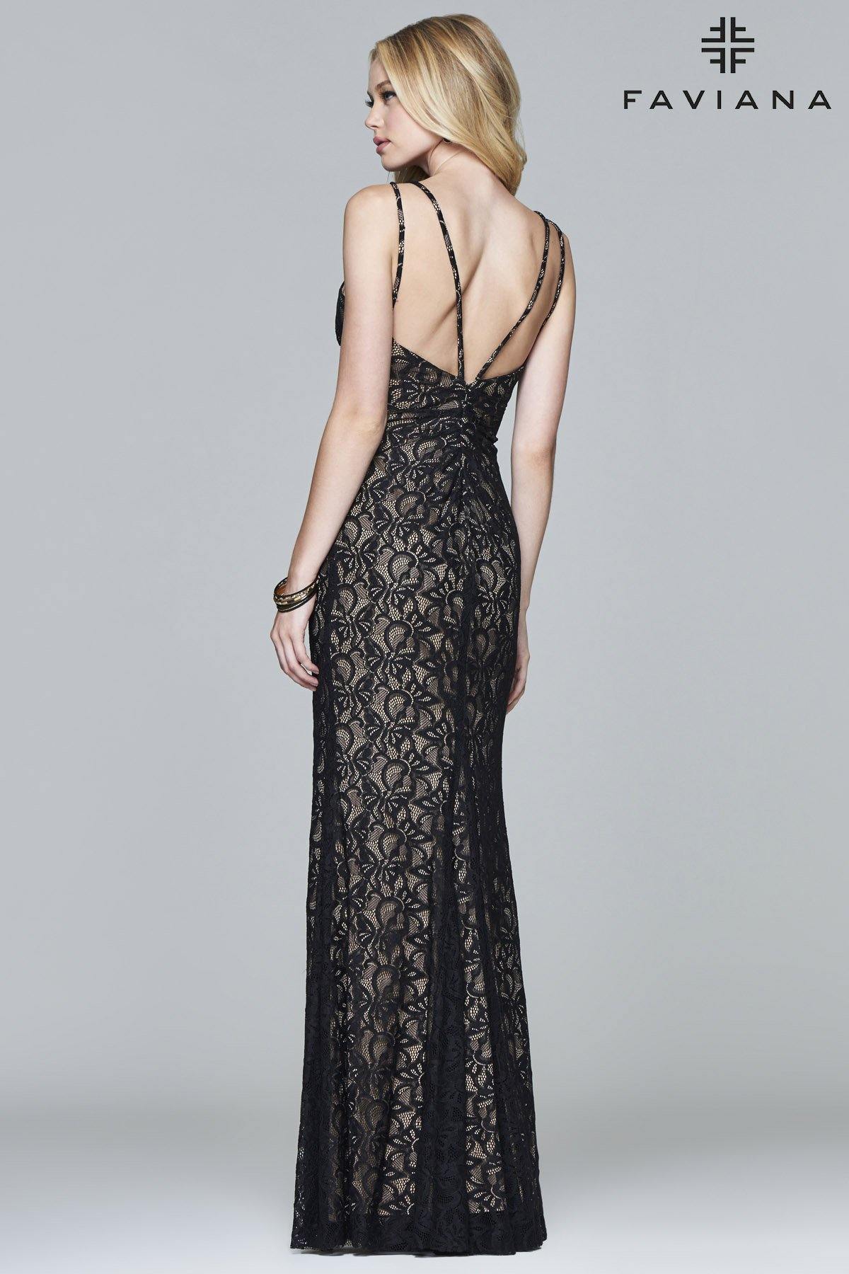 Faviana 7995 Long Gown With V-Neck Formal Dress - The Dress Outlet Faviana