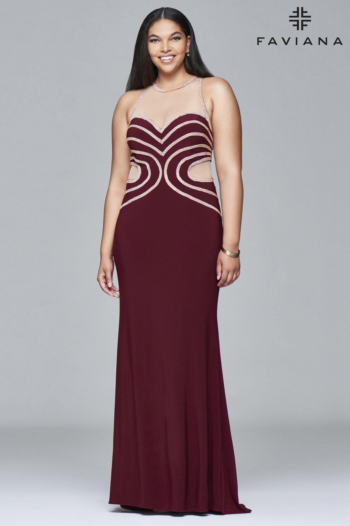 Faviana 9403 Sexy Dress Fitted Plus Size Long Gown - The Dress Outlet Faviana