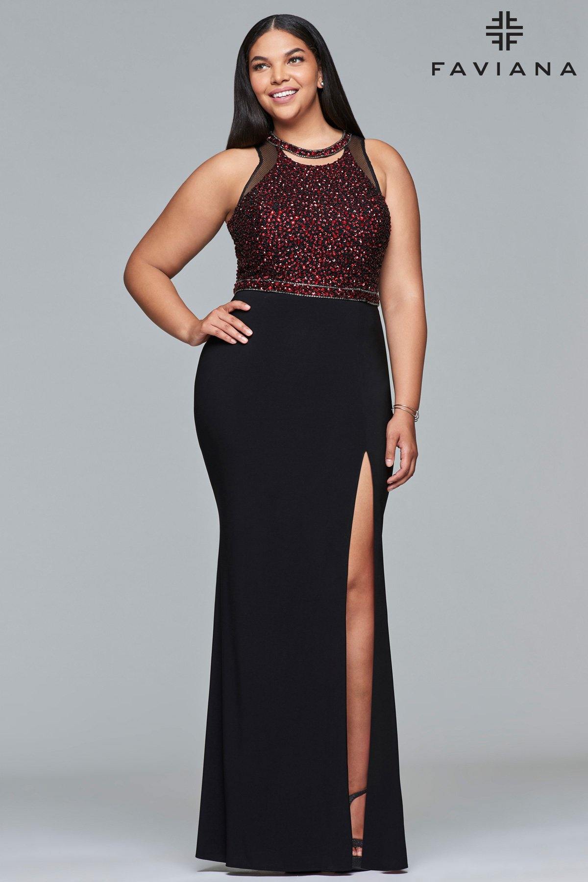Faviana 9425 Fitted Column Long Evening Dress - The Dress Outlet Faviana