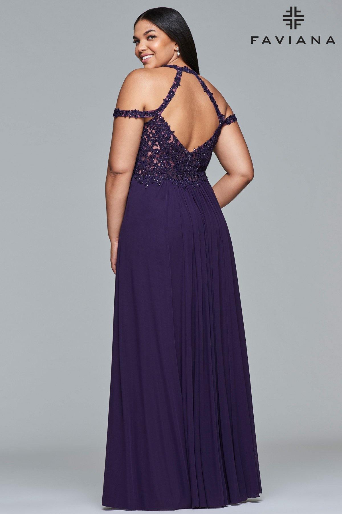 Faviana 9439 Beaded Empire A-line Long Evening Dress - The Dress Outlet Faviana