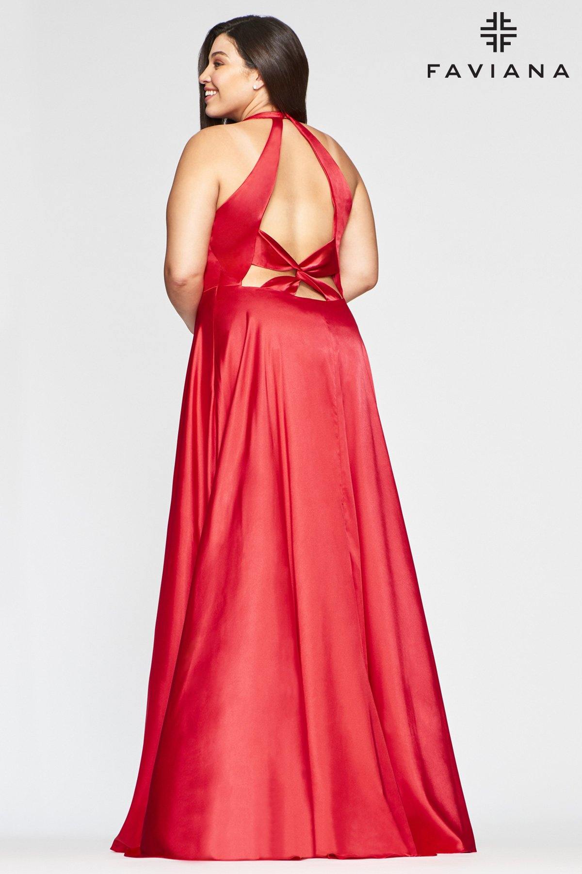 Faviana 9495 Long Formal Halter Plus Size Prom Gown - The Dress Outlet Faviana