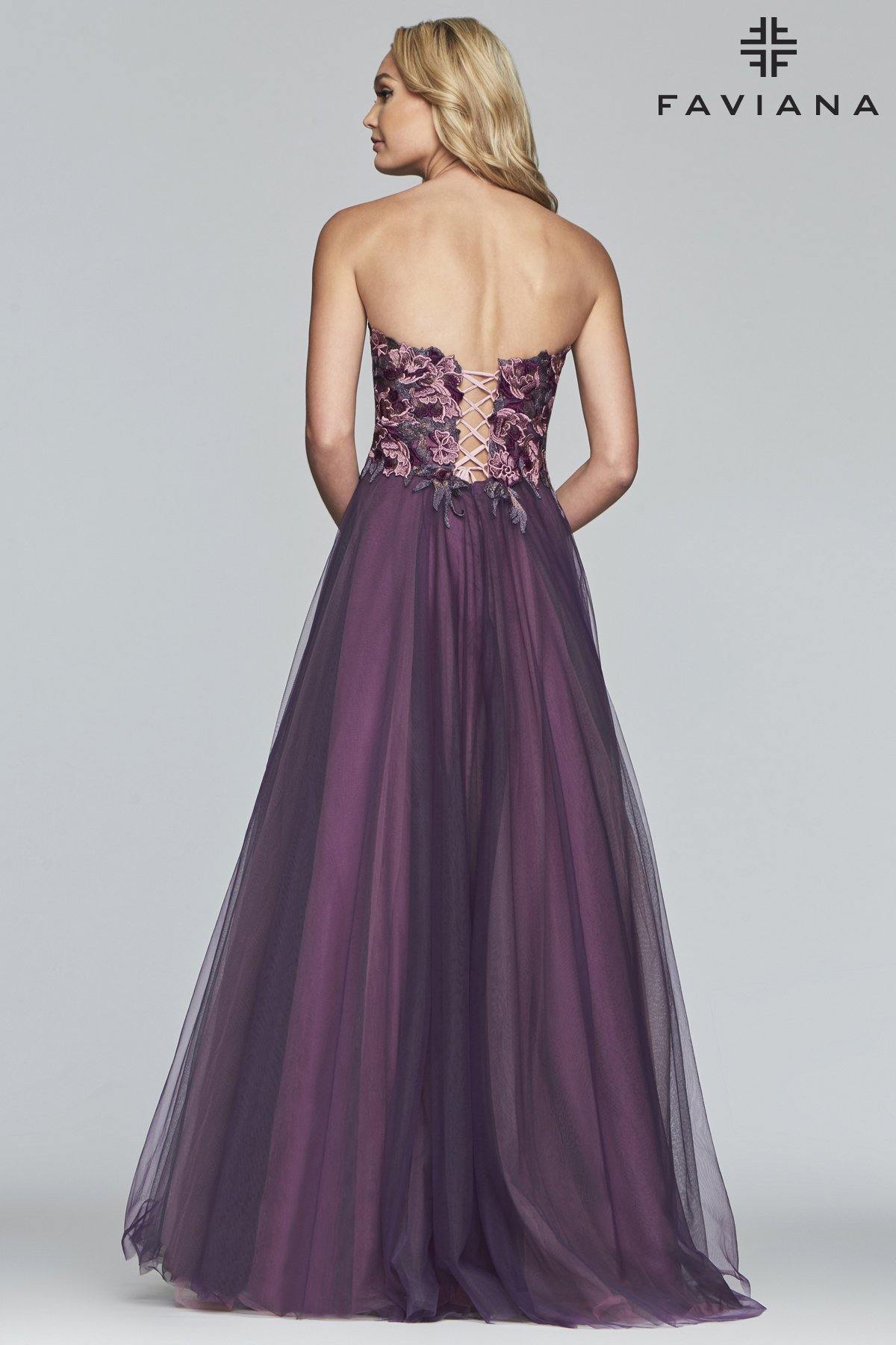 Faviana S10023 Strapless Long Gown - The Dress Outlet Faviana