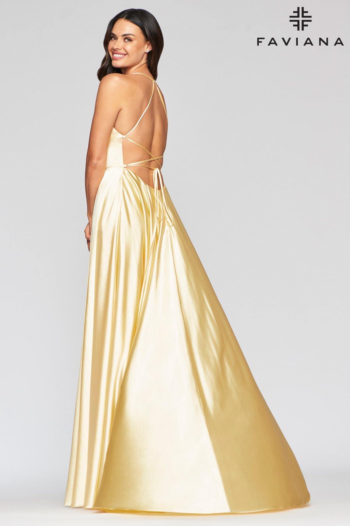Faviana S10211 Long Halter Evening Prom Gown Formal - The Dress Outlet Faviana