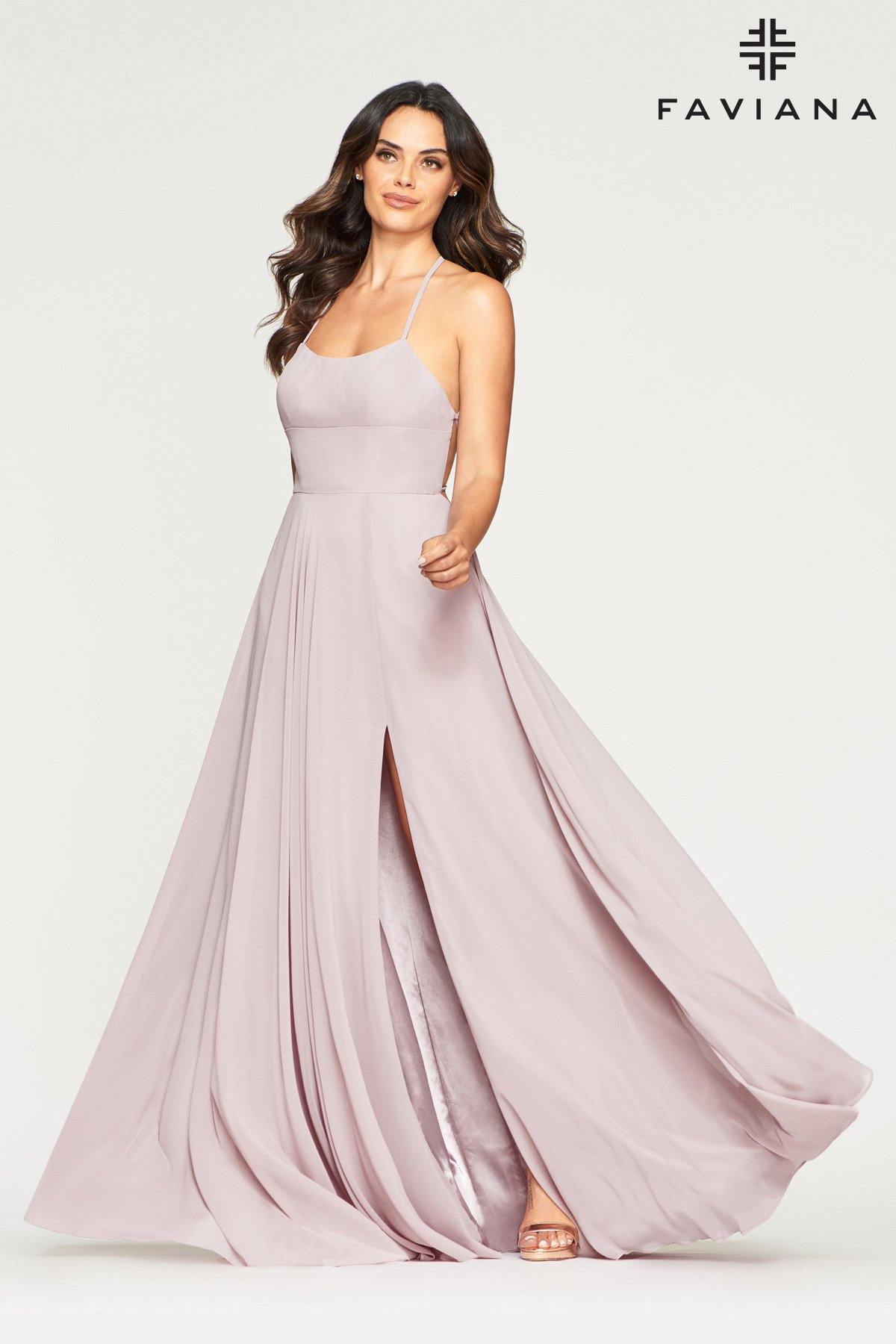 Faviana S10233 Long Bridesmaids Halter Prom Dress - The Dress Outlet Faviana