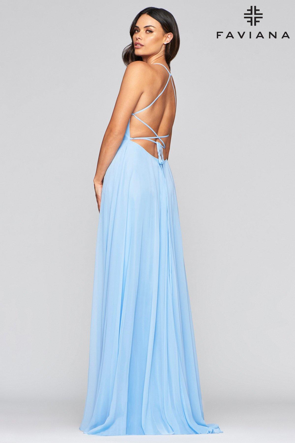 Faviana S10233 Long Bridesmaids Halter Prom Dress - The Dress Outlet Faviana