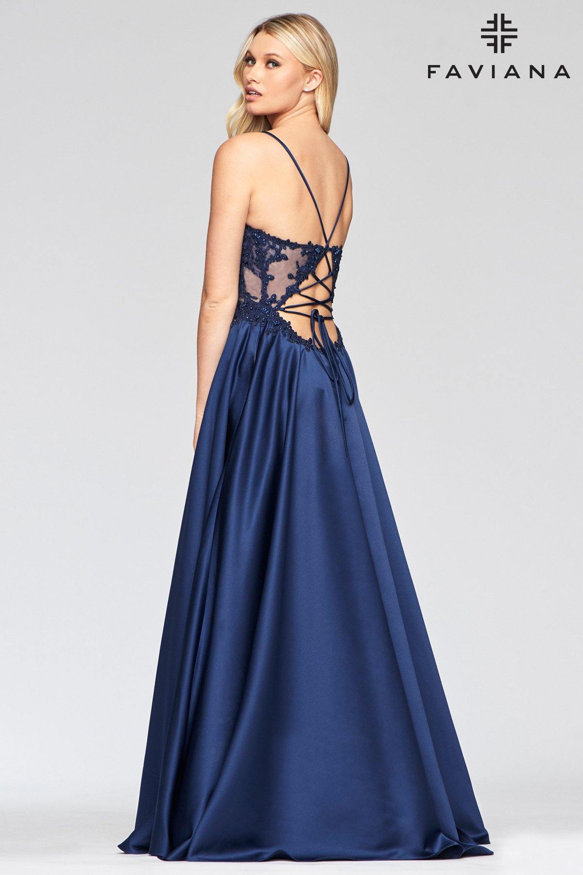 Faviana S10253 Long Formal Satin Prom Ball Gown - The Dress Outlet Faviana