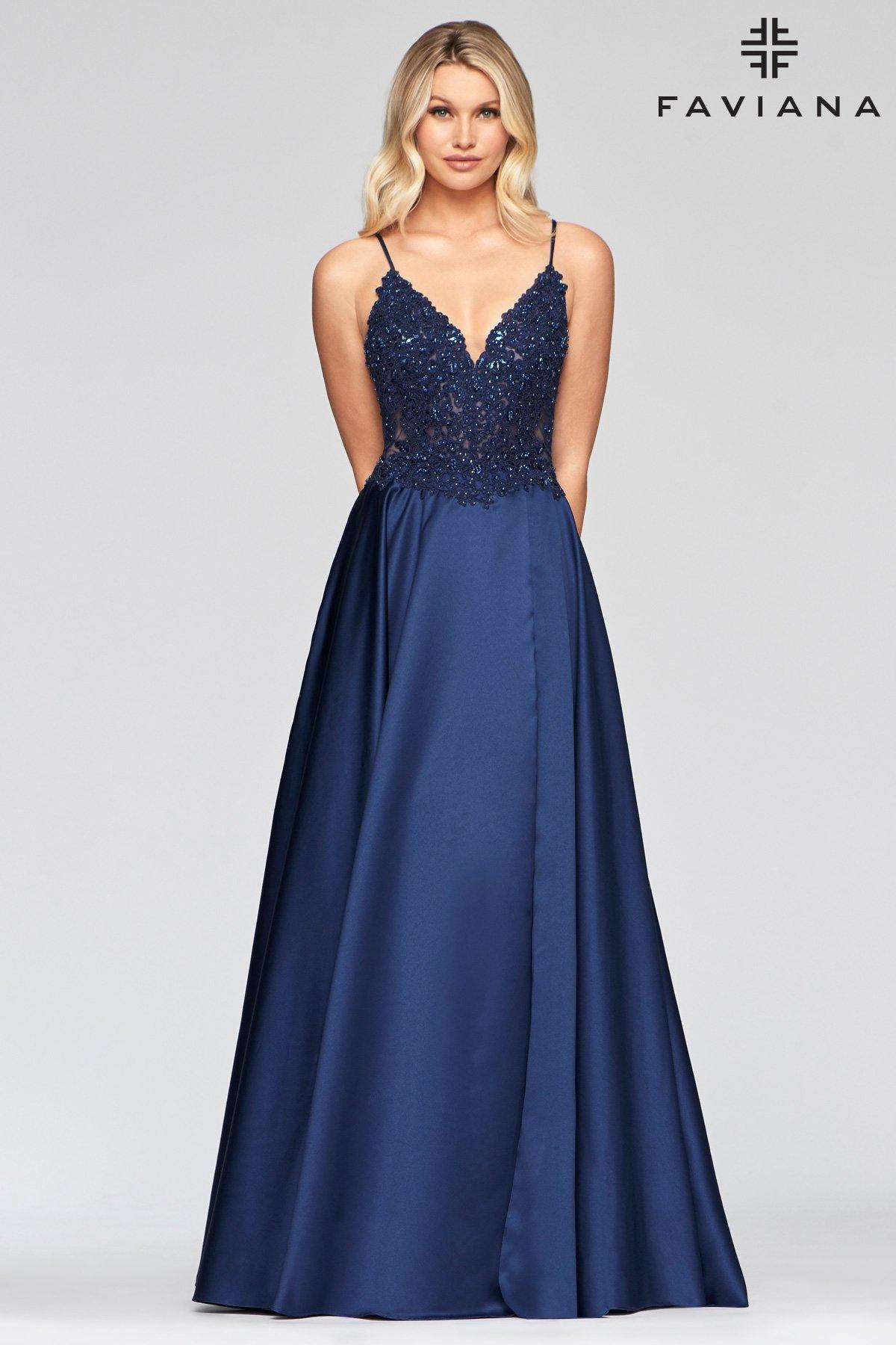 Faviana S10253 Long Formal Satin Prom Ball Gown - The Dress Outlet Faviana