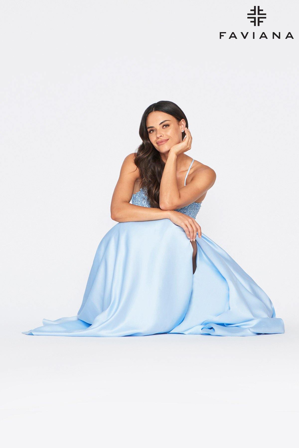 Faviana S10253 Long Formal Satin Prom Ball Gown - The Dress Outlet Faviana
