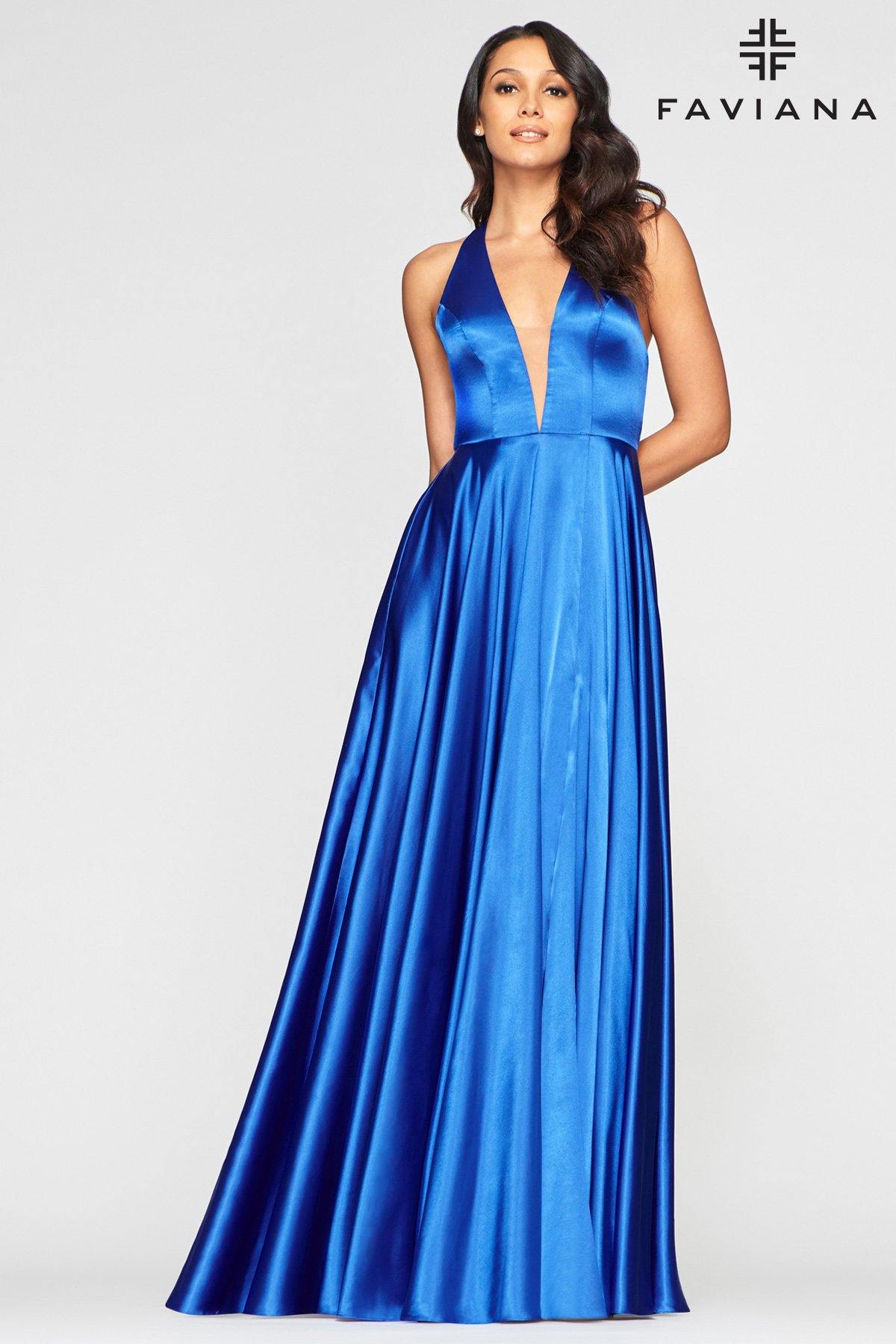 Faviana S10403 Long Bridesmaids Halter Prom Dress - The Dress Outlet Faviana