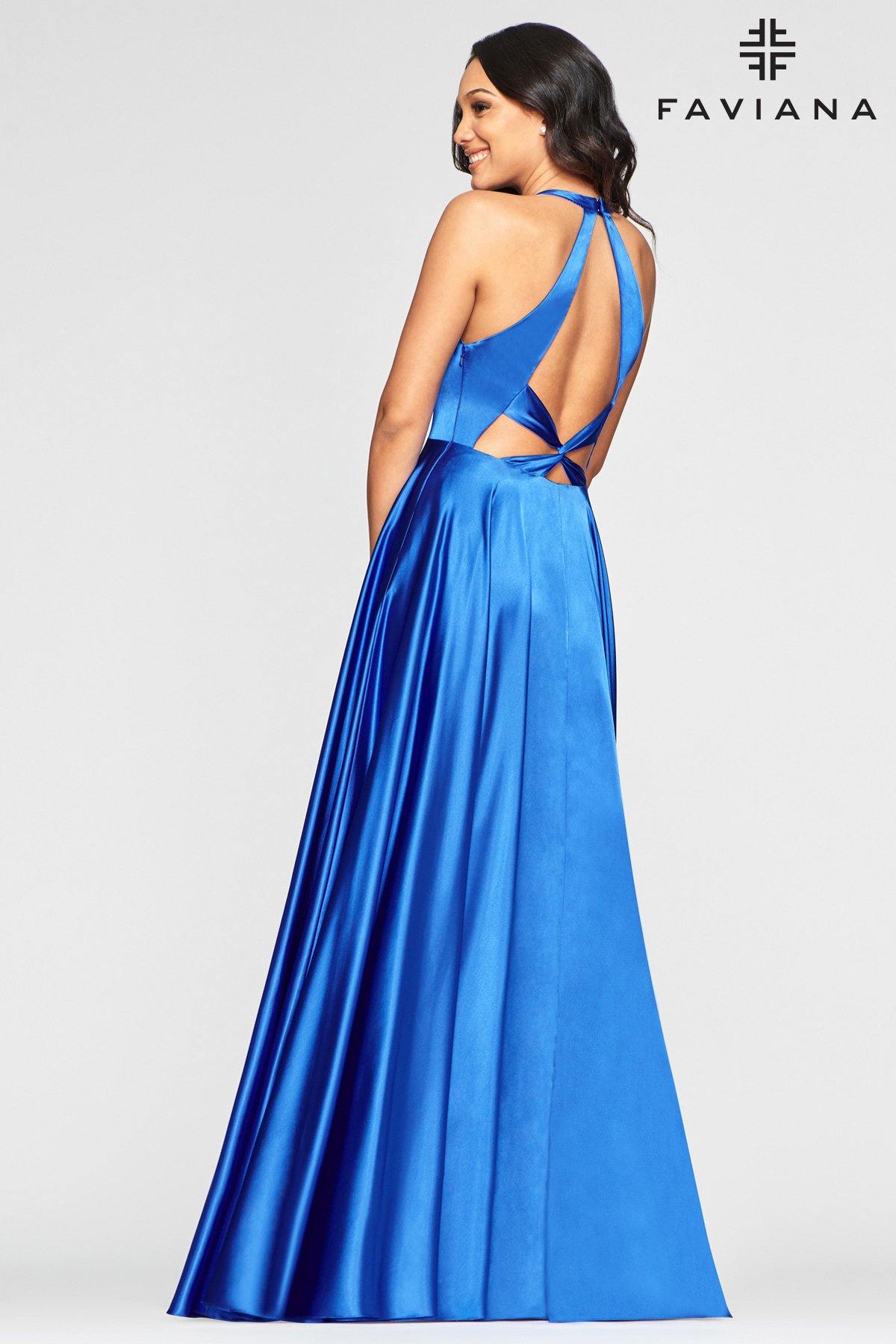 Faviana S10403 Long Bridesmaids Halter Prom Dress - The Dress Outlet Faviana