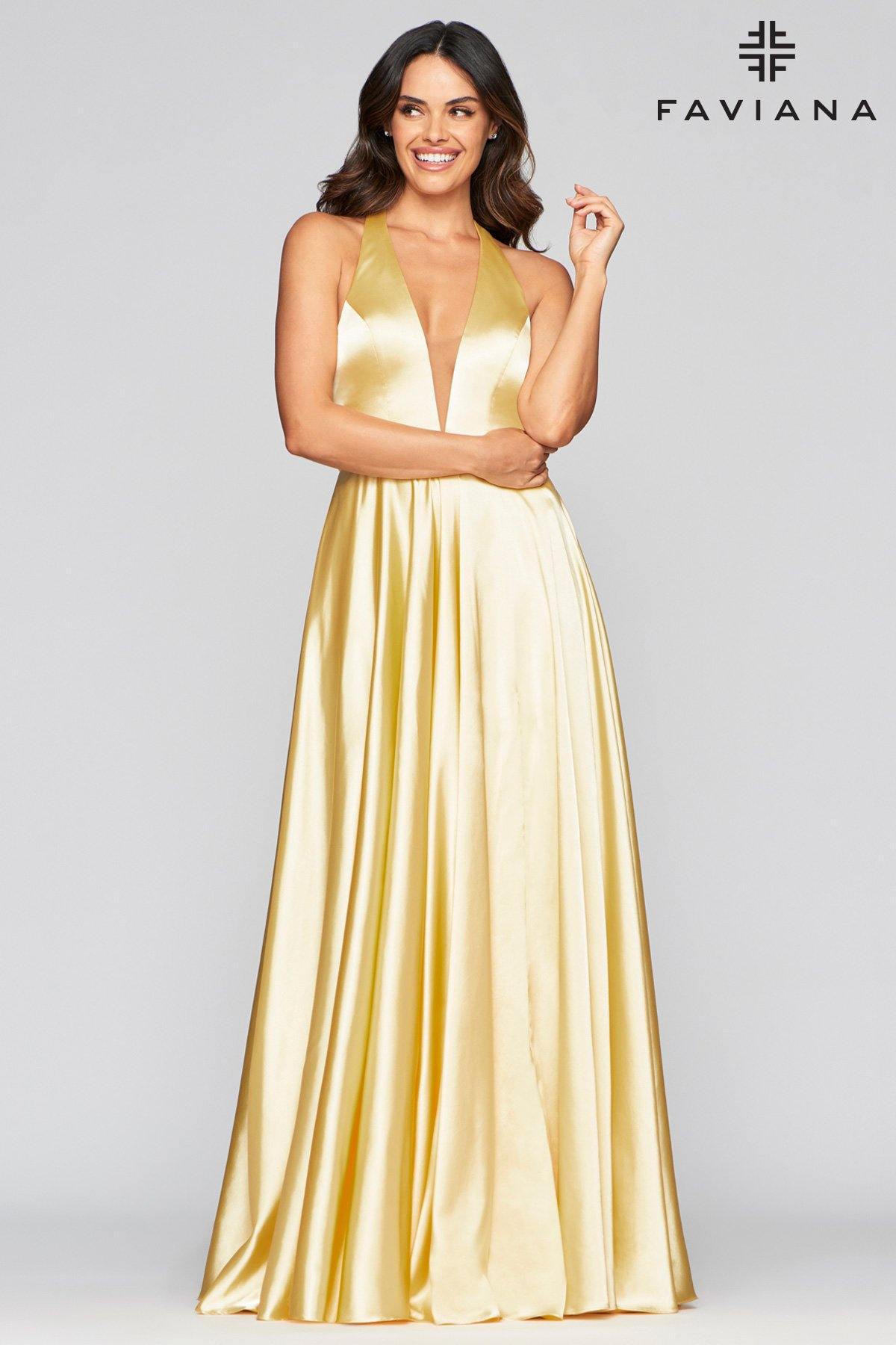 Faviana S10403 Long Bridesmaids Halter Prom Dress - The Dress Outlet Faviana