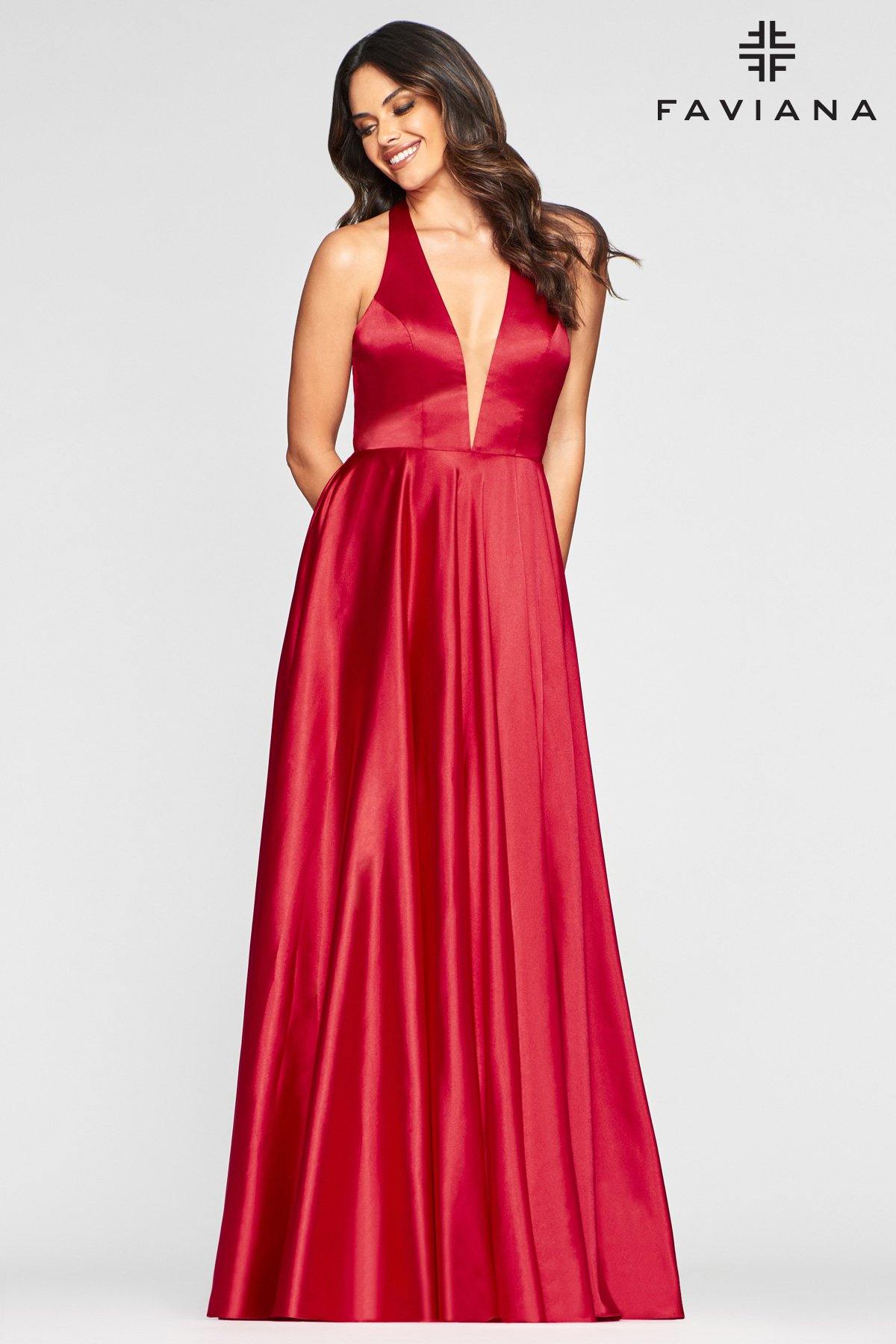 Faviana S10403 Long Bridesmaids Halter Prom Dress - The Dress Outlet Faviana