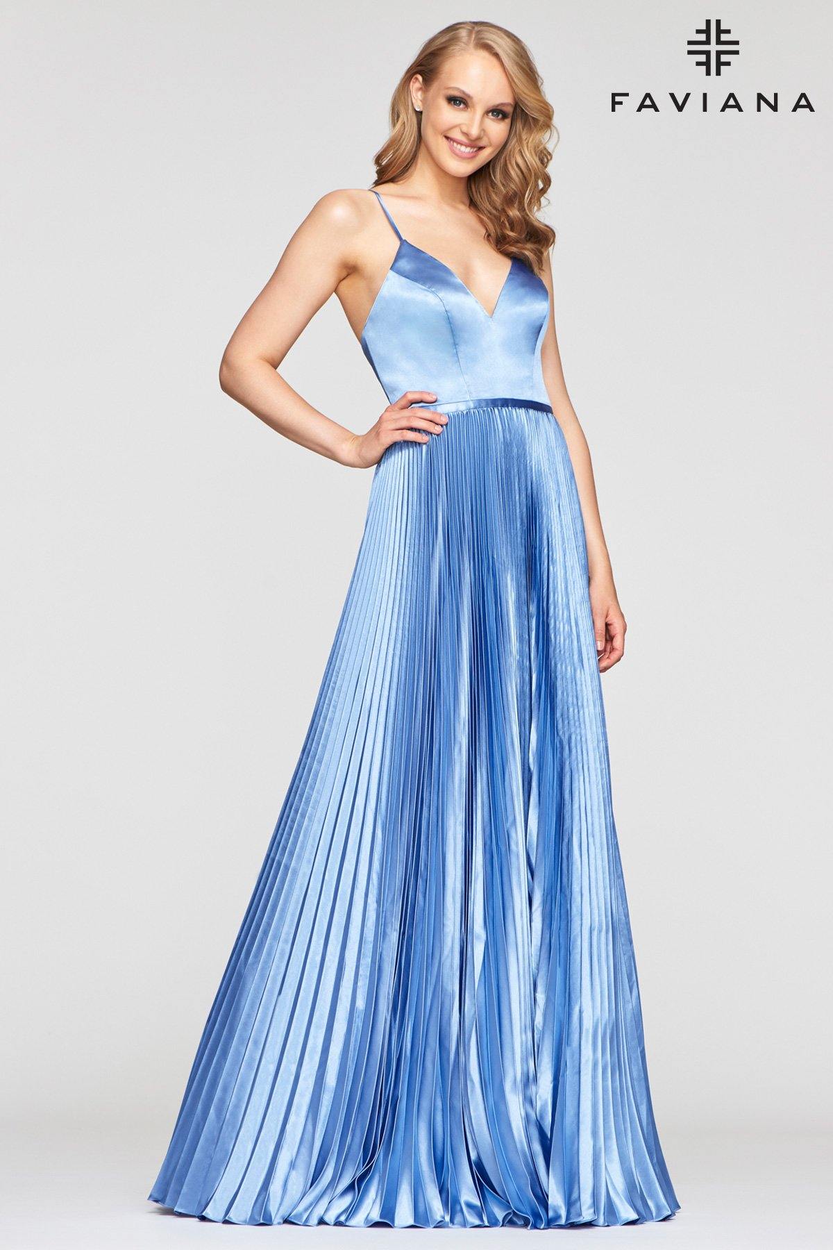 Faviana S10404 Long Formal Pleated Prom Dress - The Dress Outlet Faviana