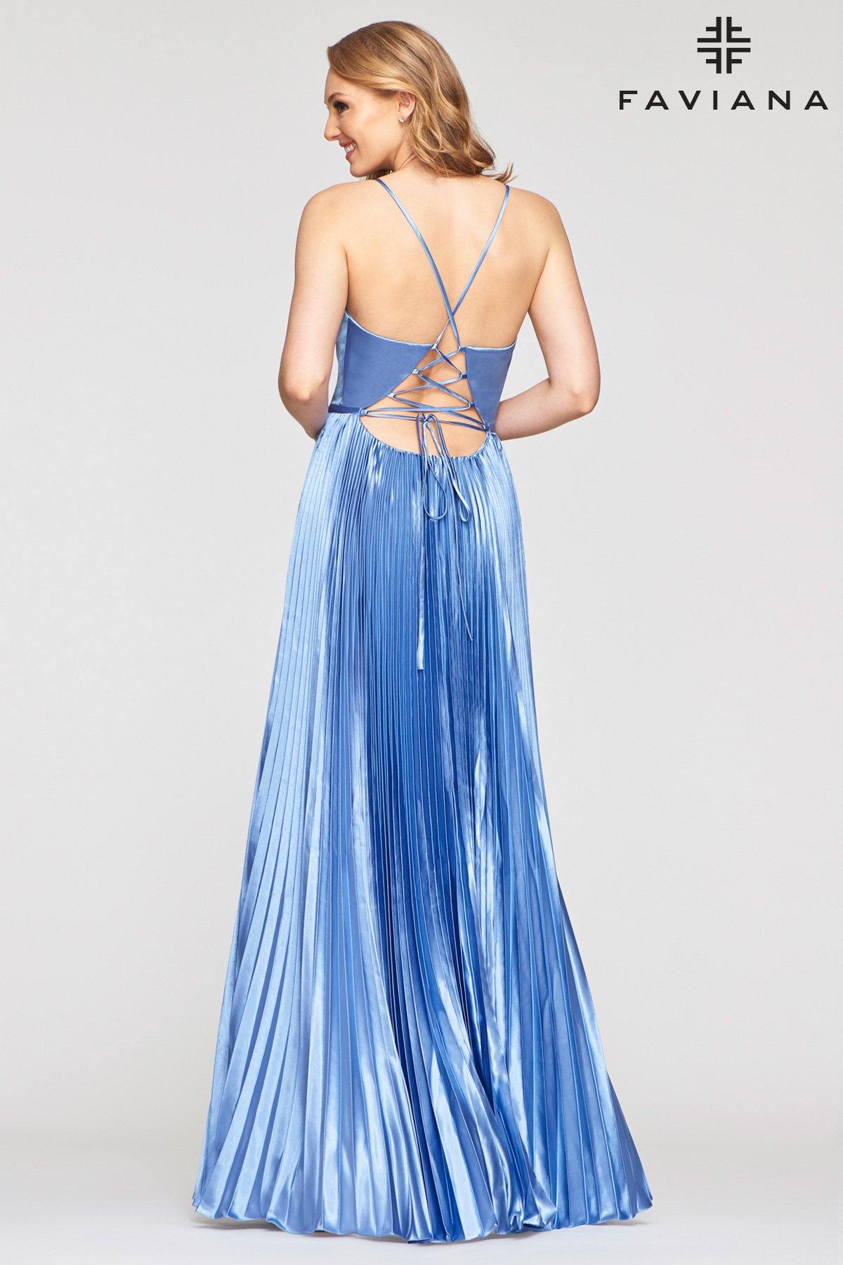 Faviana S10404 Long Formal Pleated Prom Dress - The Dress Outlet Faviana
