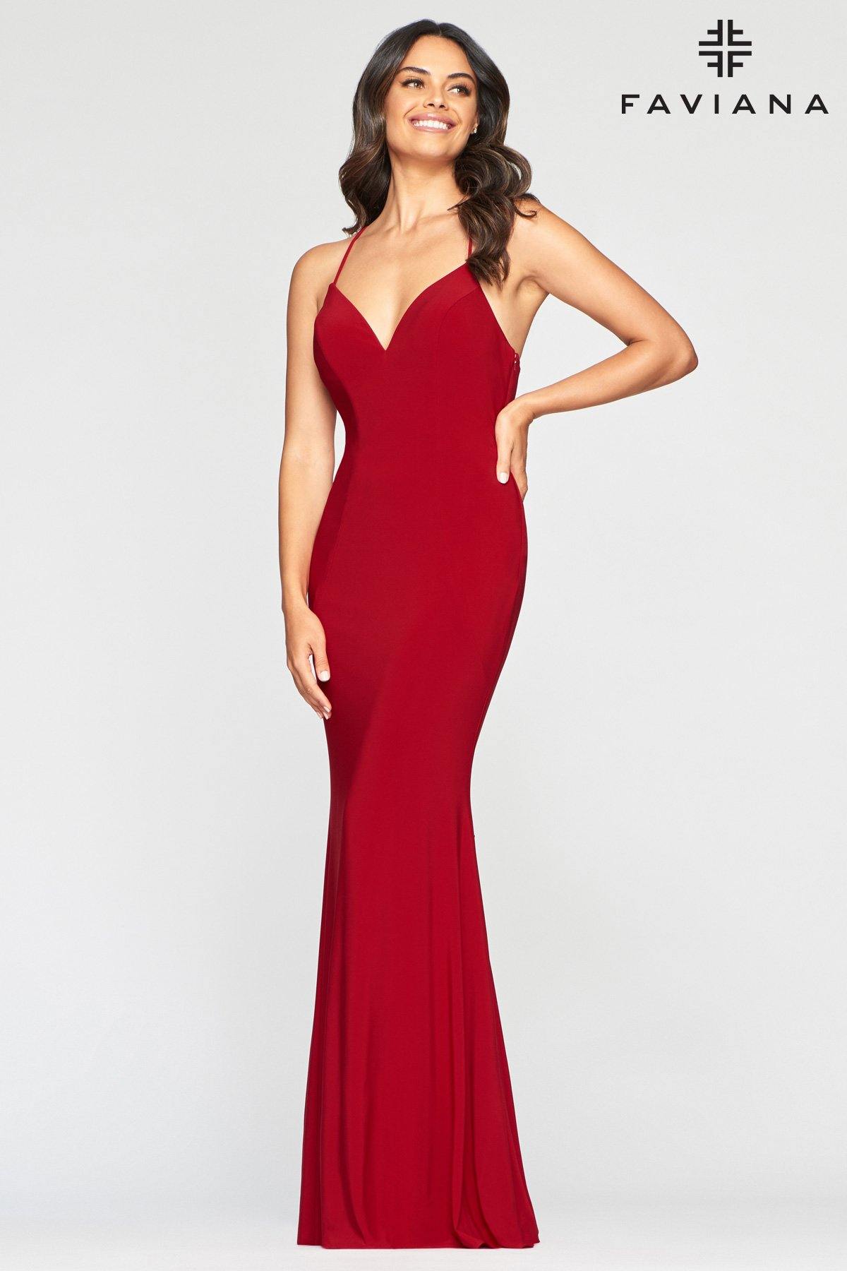 Faviana S10420 Long Formal Mermaid Fit Prom Dress - The Dress Outlet Faviana