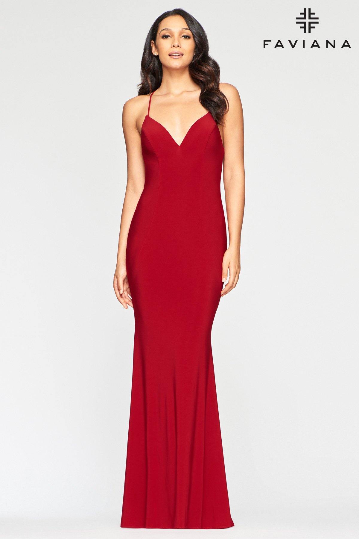 Faviana S10420 Long Formal Mermaid Fit Prom Dress - The Dress Outlet Faviana