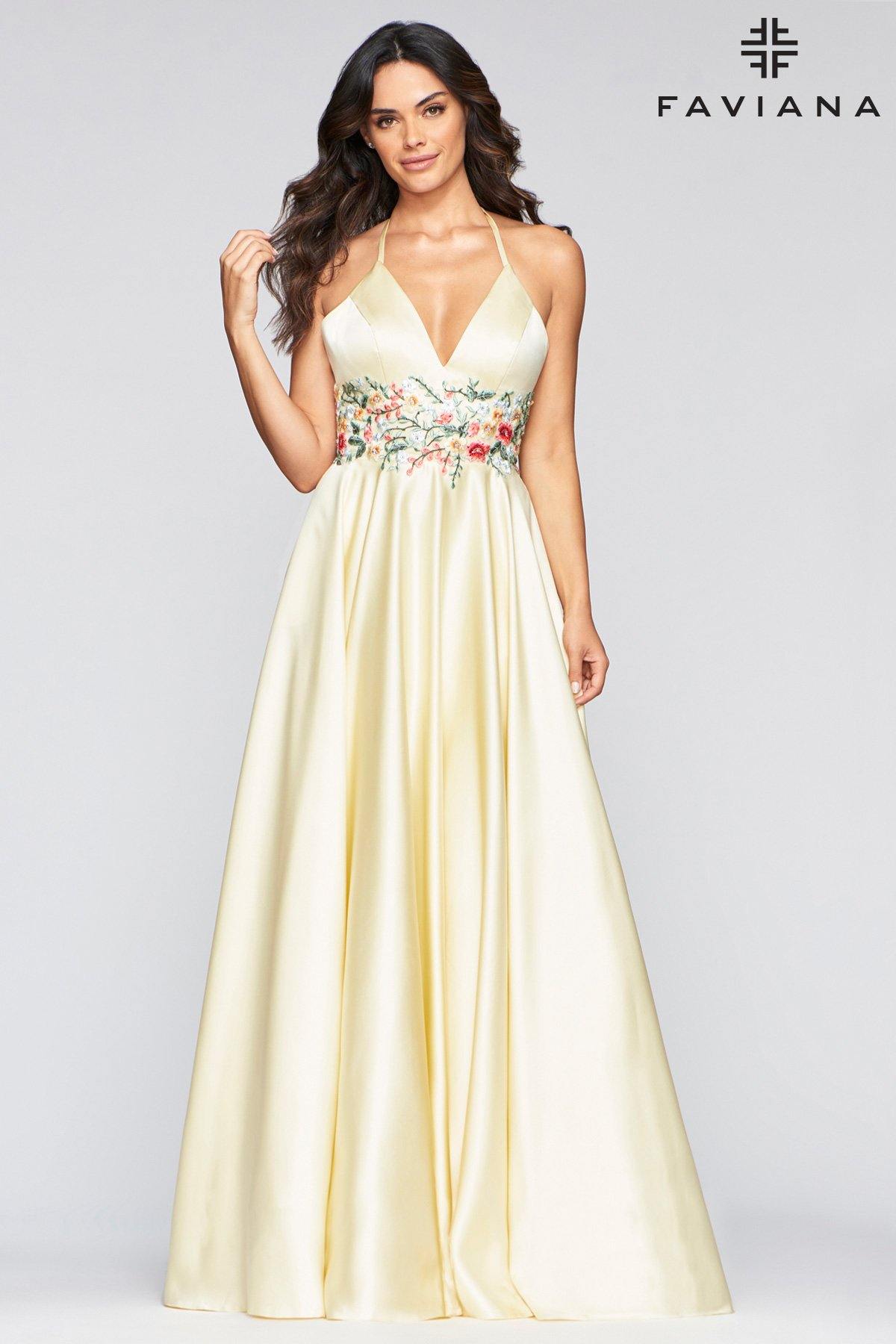 Faviana S10423 Prom Long Halter Prom Ball Gown - The Dress Outlet Faviana