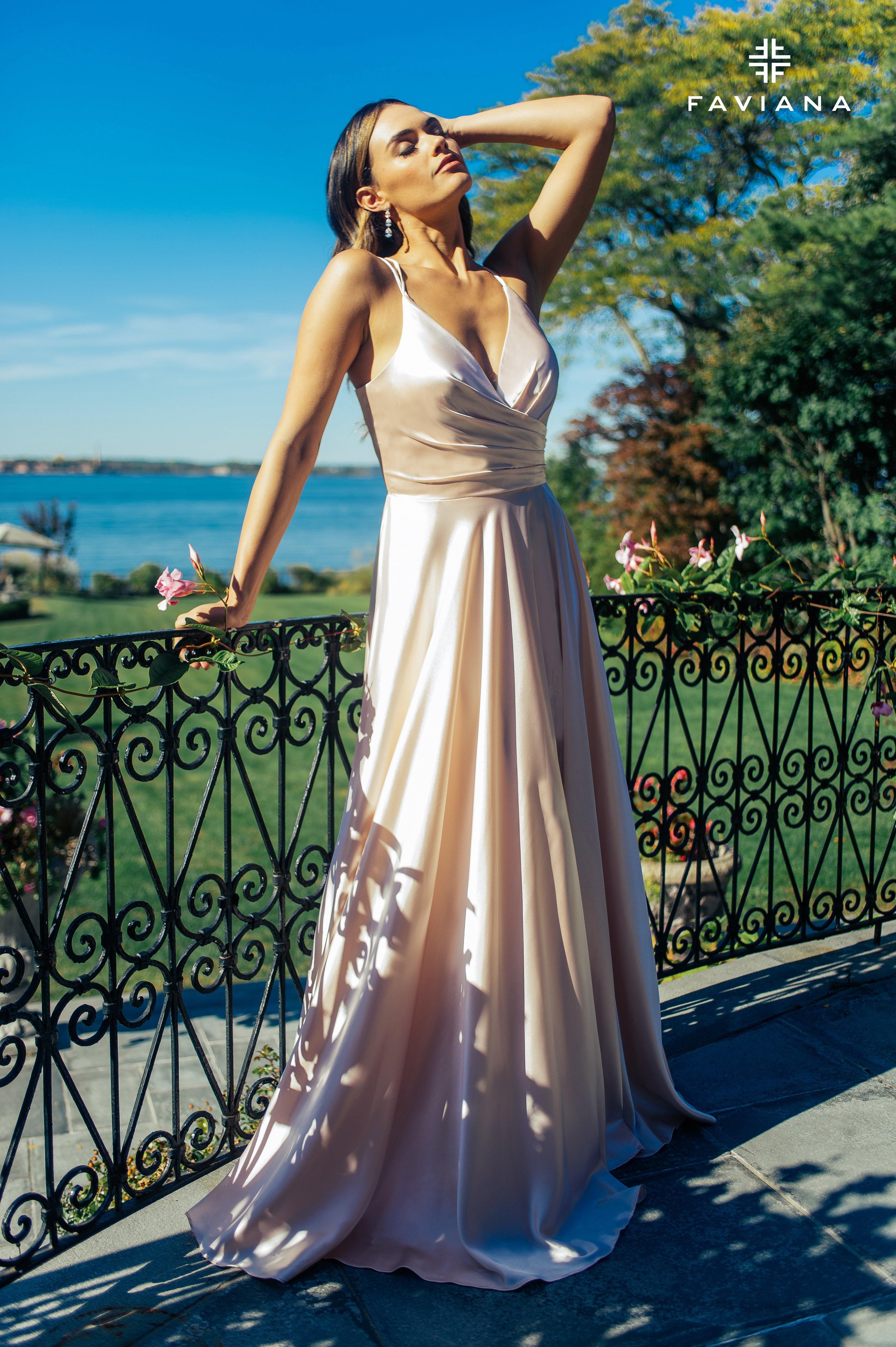 Faviana S10429 Long Formal Bridesmaids Prom Dress - The Dress Outlet Faviana