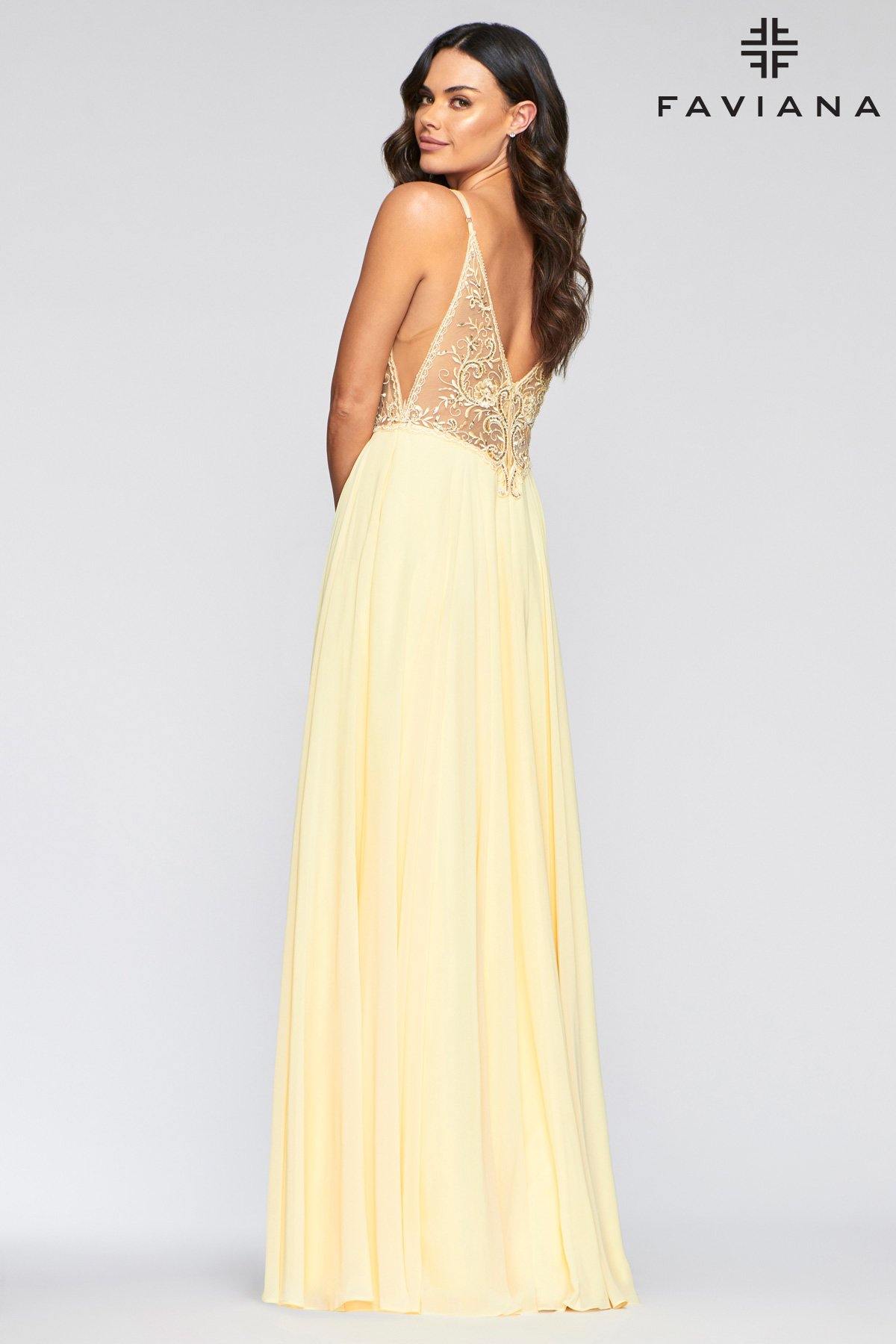 Faviana S10431 Long Formal Evening Prom Chiffon Dress - The Dress Outlet Faviana
