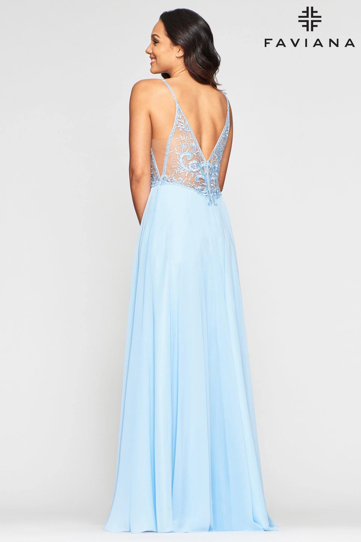 Faviana S10431 Long Formal Evening Prom Chiffon Dress - The Dress Outlet Faviana