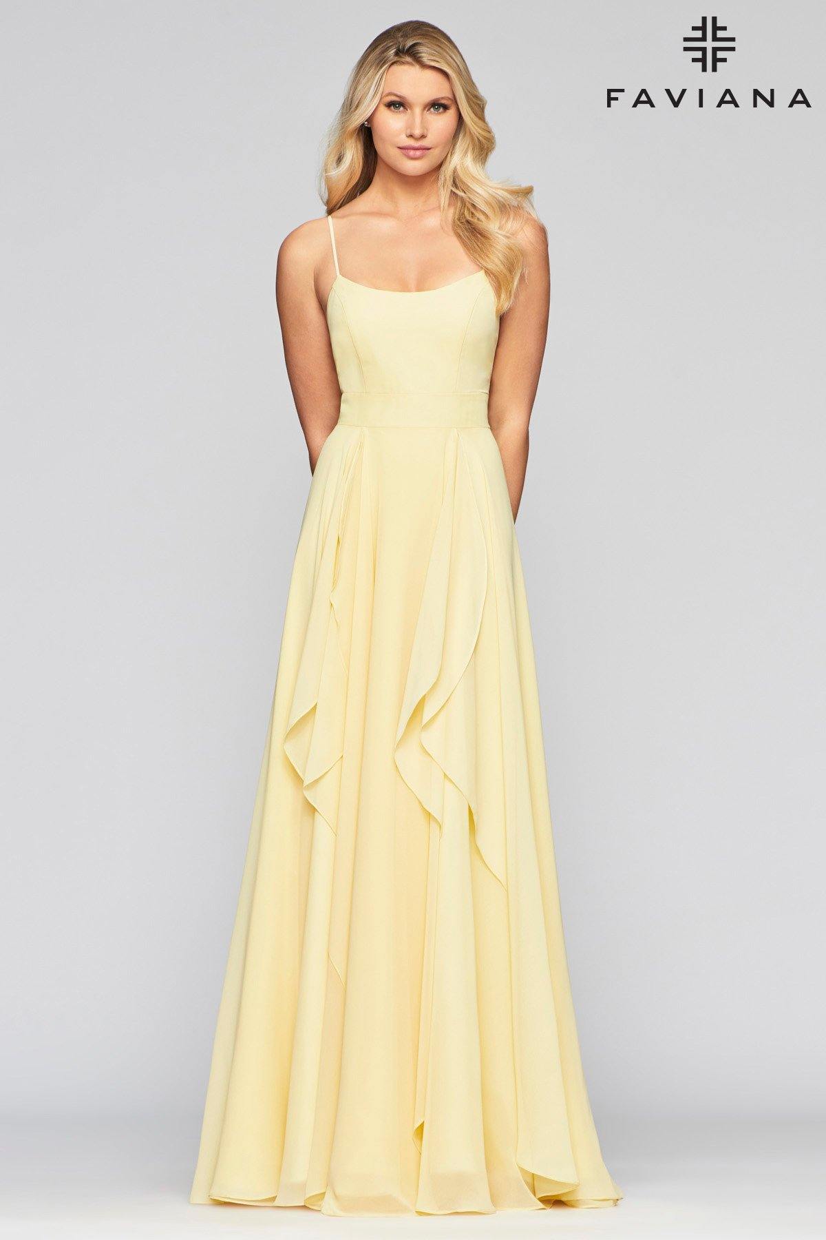 Faviana S10434 Long Bridesmaids Chiffon Prom Dress - The Dress Outlet Faviana