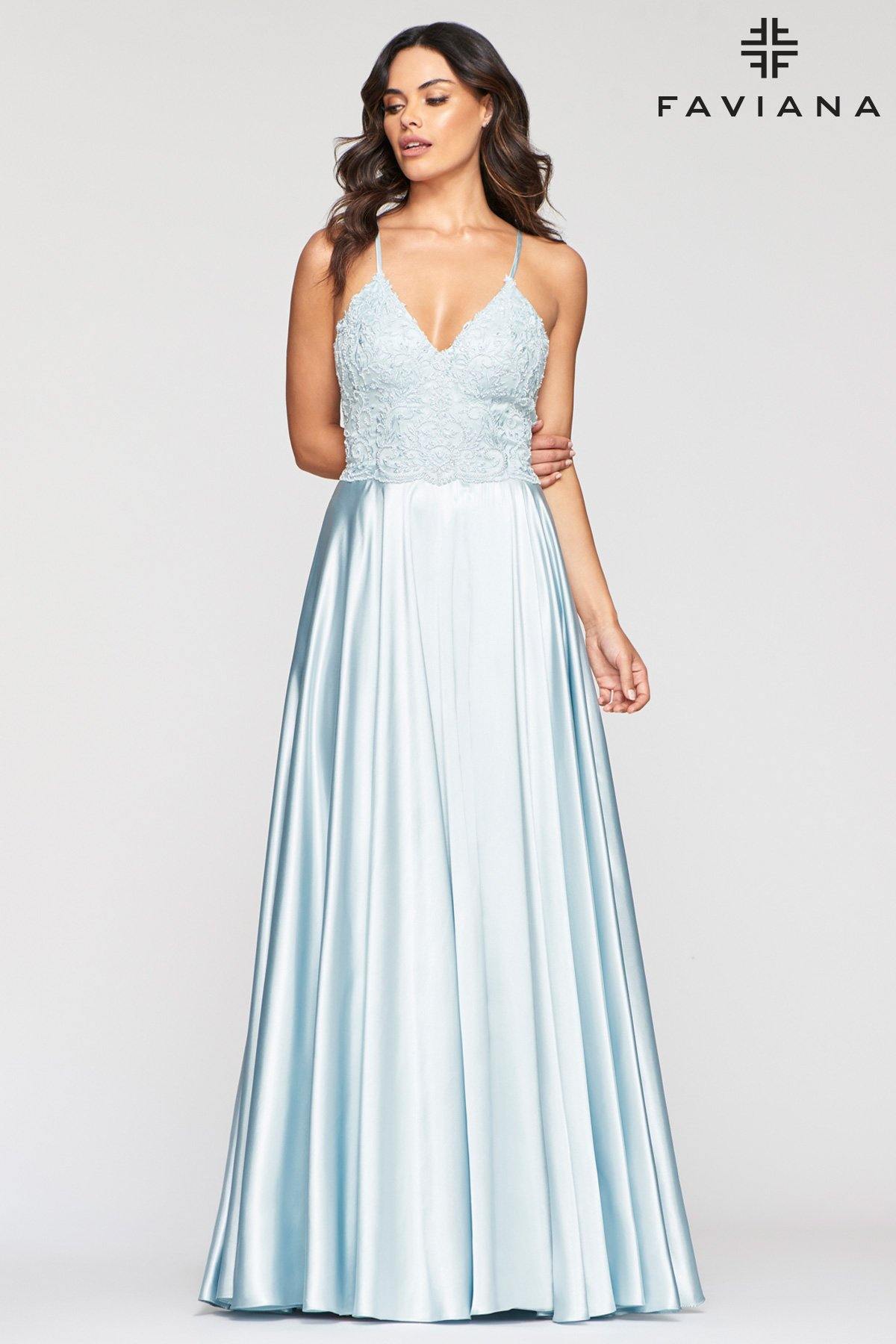Faviana S10447 Long Formal Beaded Prom Dress - The Dress Outlet Faviana