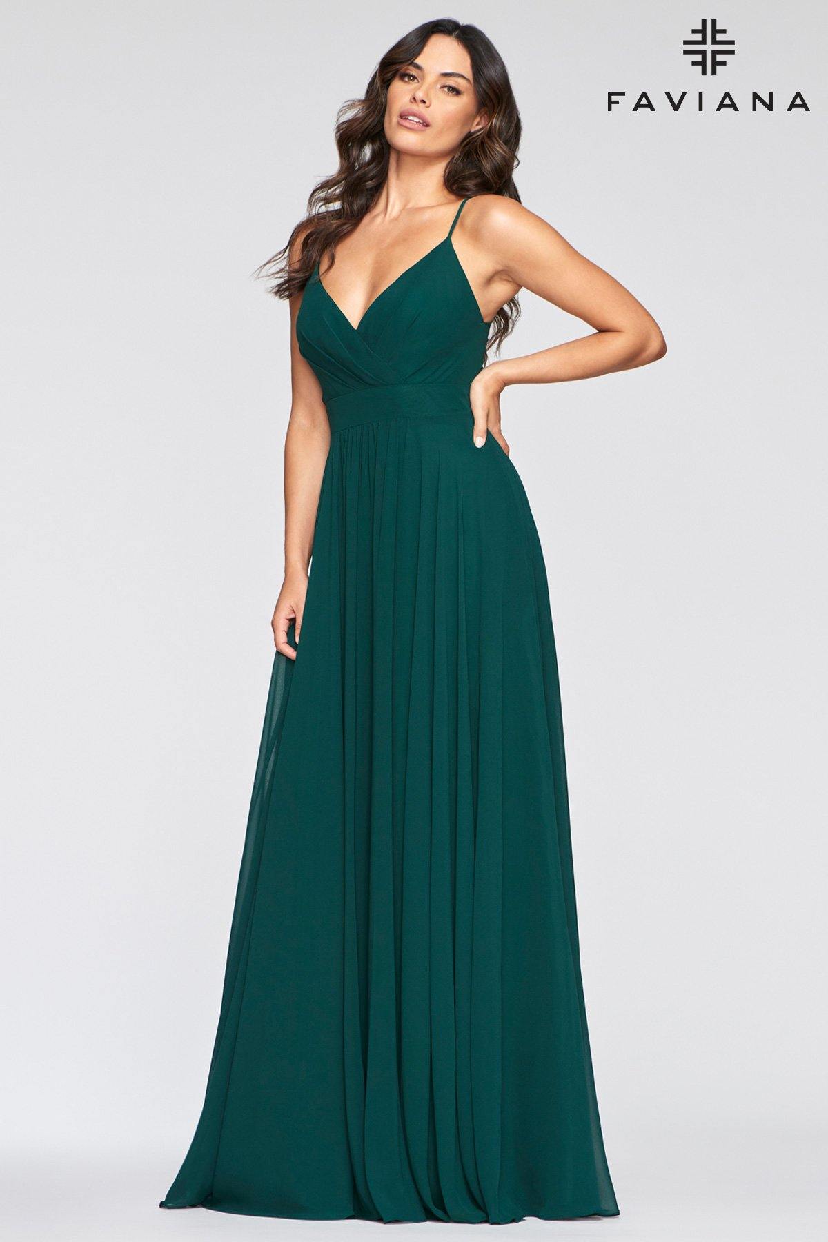 Faviana S10466 Long Bridesmaids Chiffon Prom Dress - The Dress Outlet Faviana