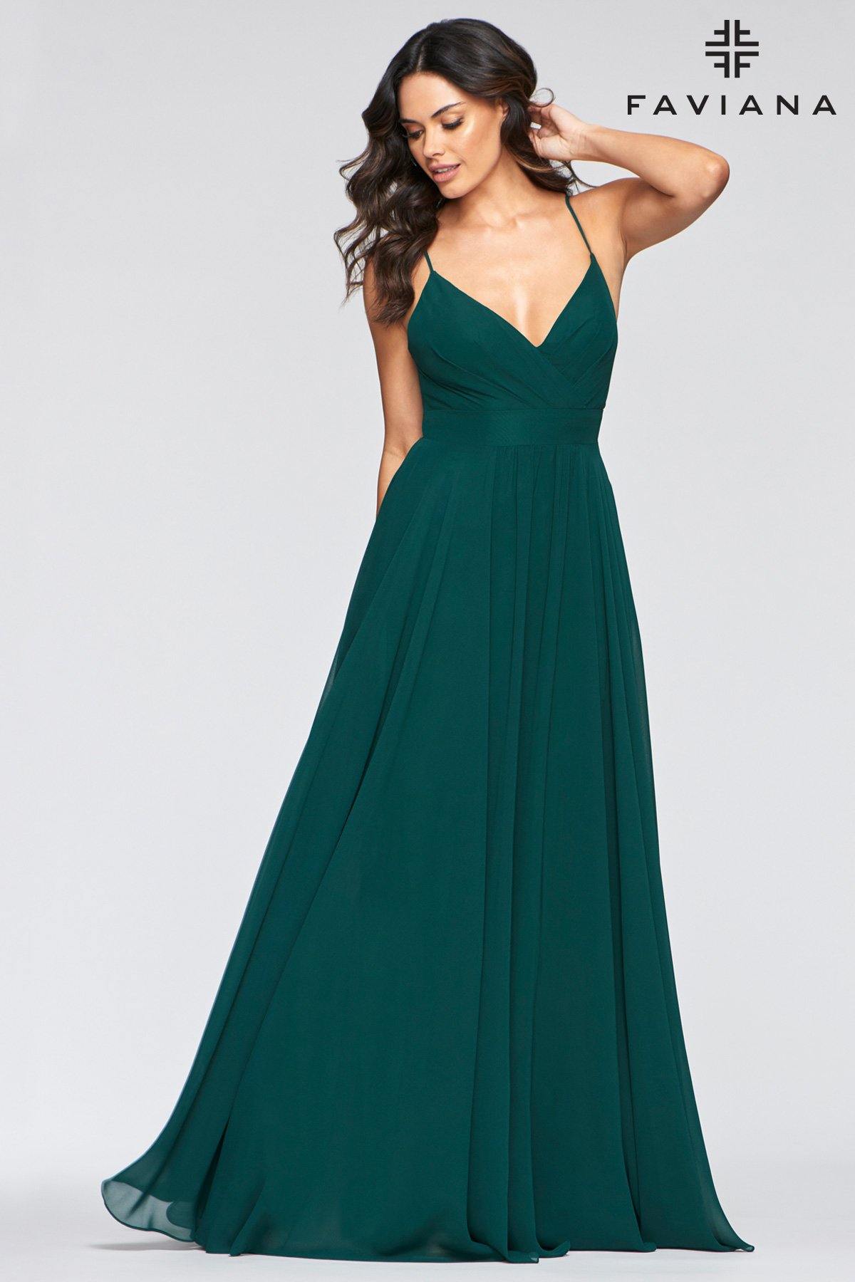 Faviana S10466 Long Bridesmaids Chiffon Prom Dress - The Dress Outlet Faviana
