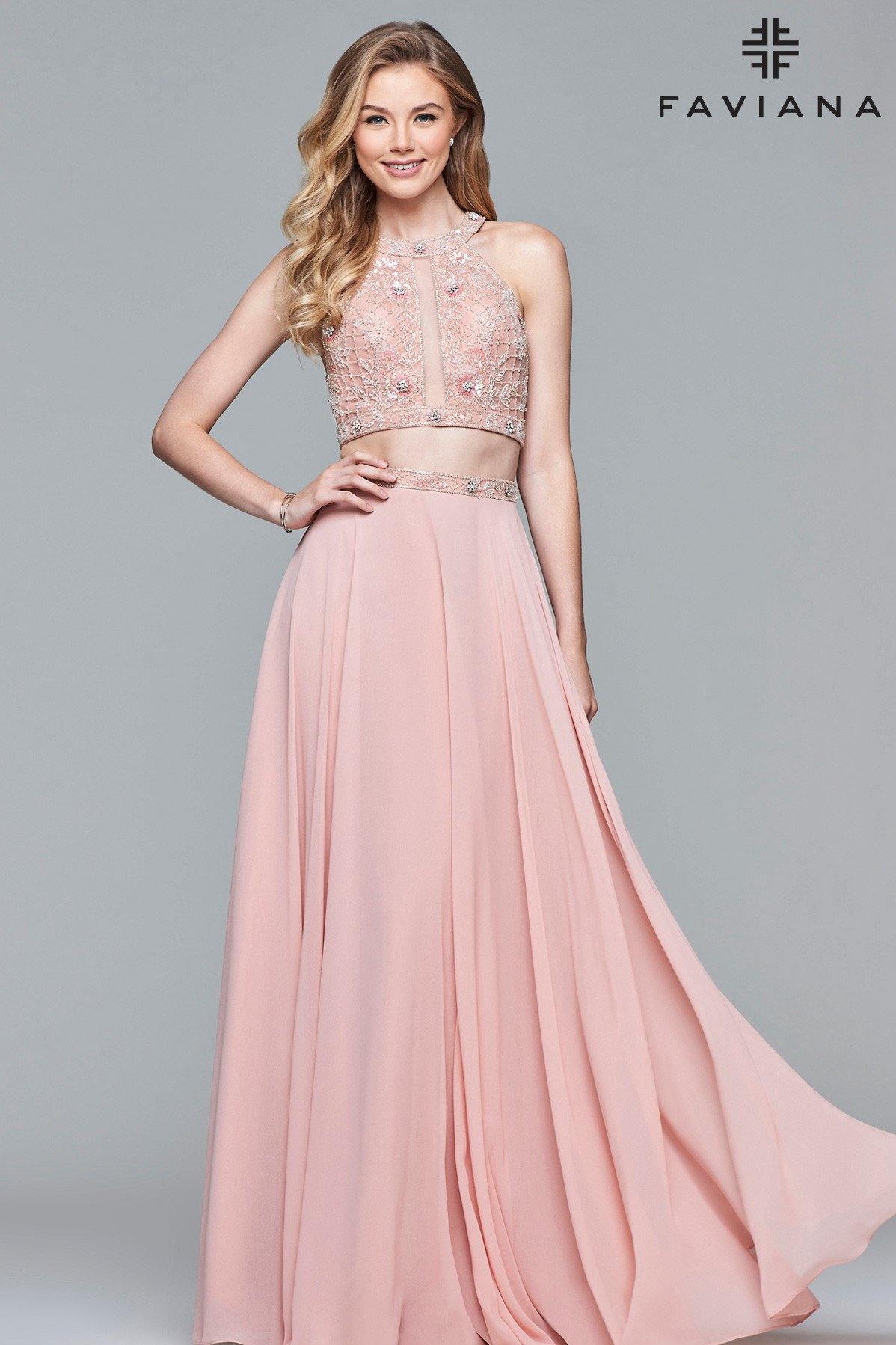 Dusty Pink Faviana Sexy Two Piece Prom Dress 10059 Sale Prom