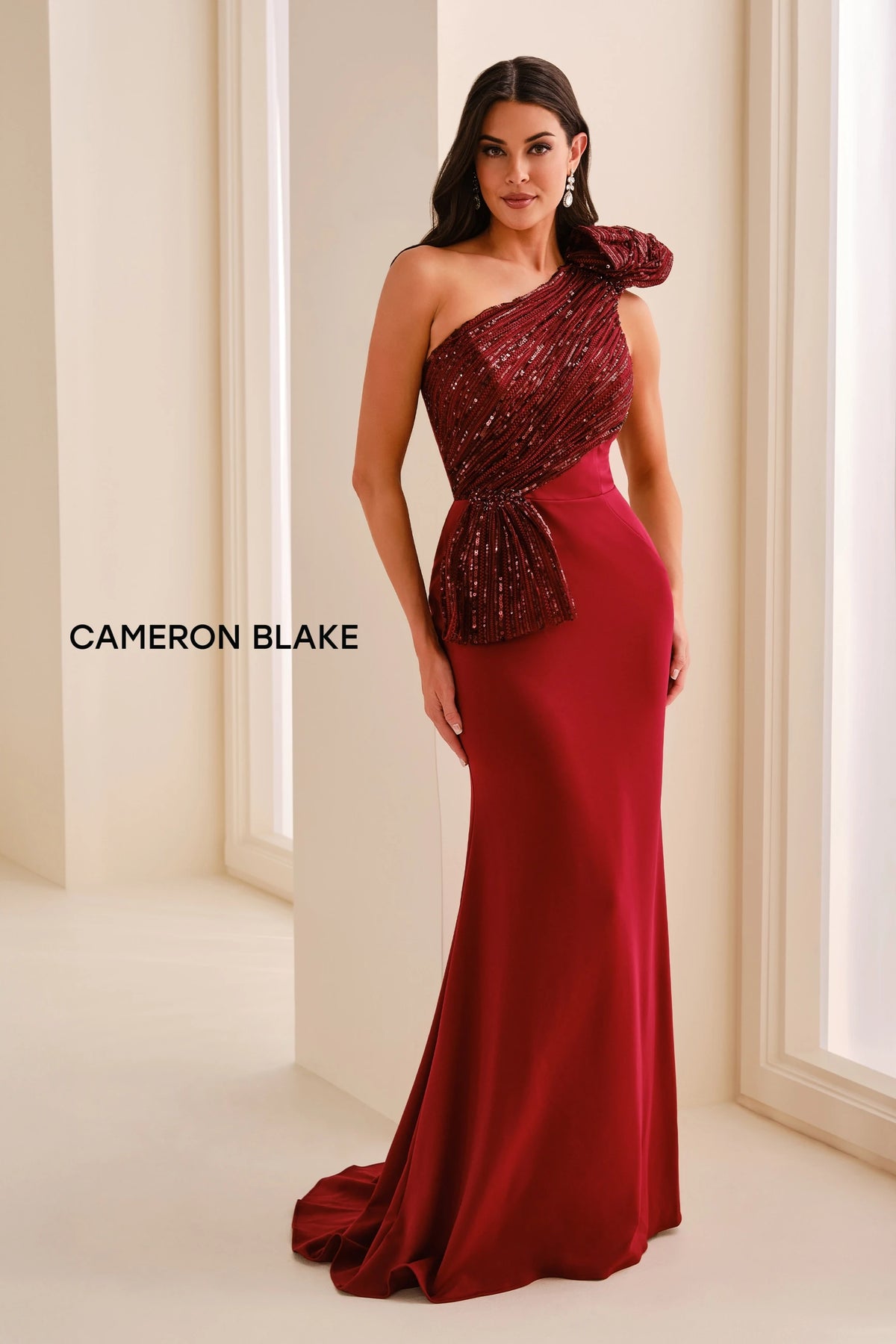 Formal Dresses Formal Long Slit Sequin Evening Dress Bordeaux
