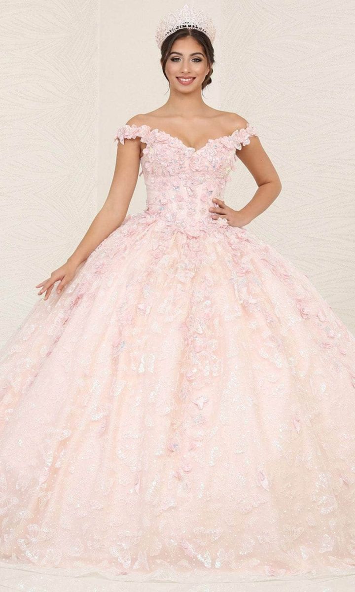Off-the-Shoulder Floor-Length Tulle Quinceañera Ball Gown May Queen LK259