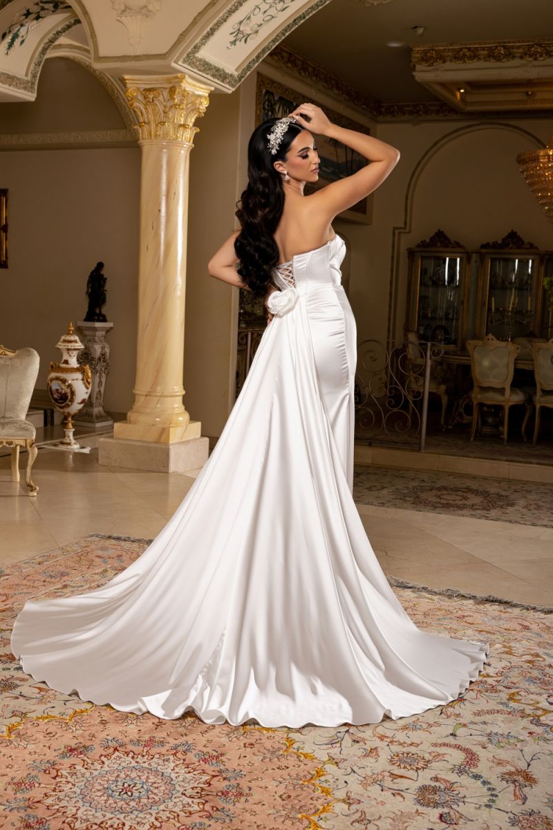 Sweetheart Floor-Length with Train Satin Bridal Dress Sheath/Column May Queen RQ8239