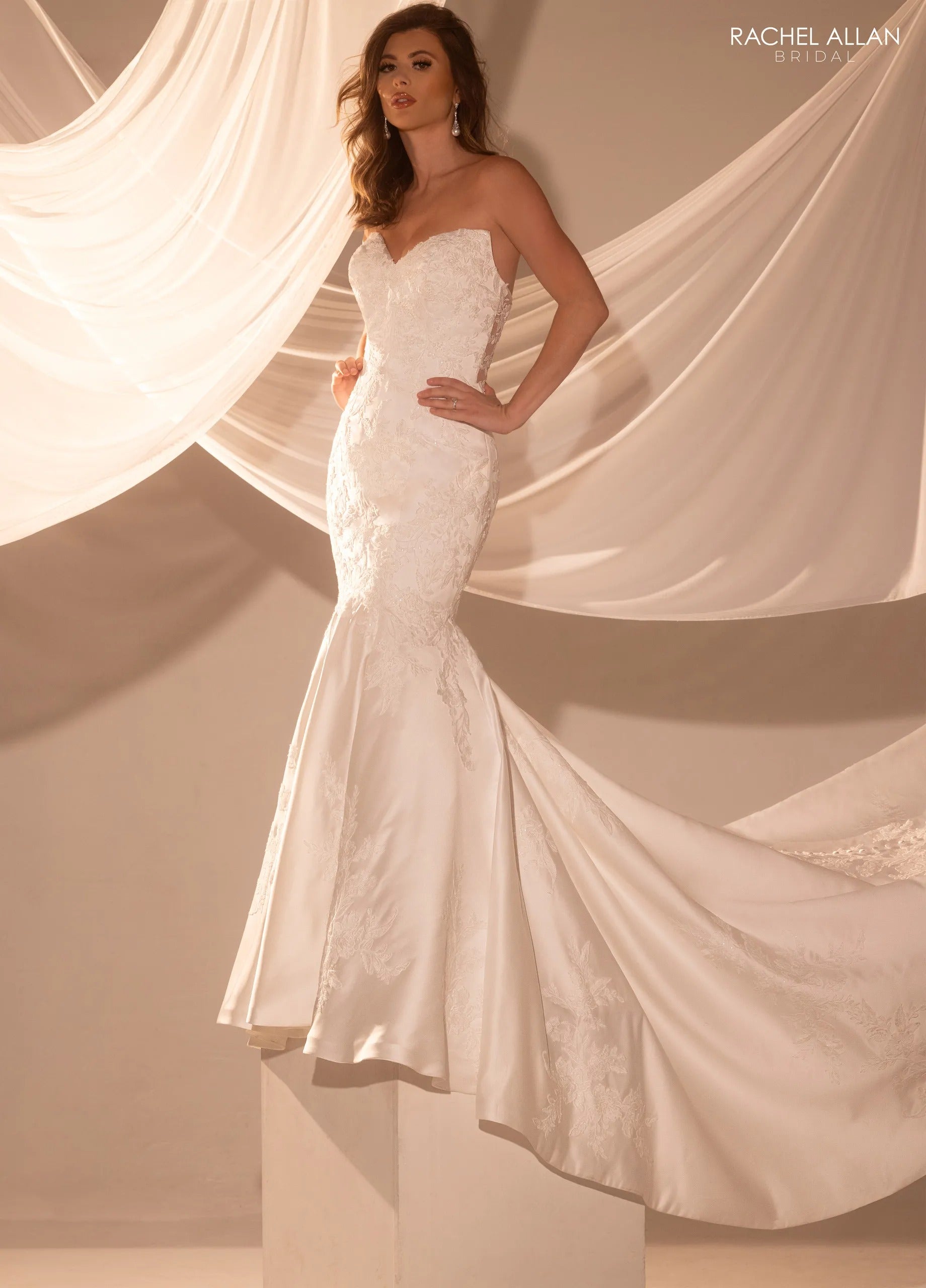 Ivory Nude V-Neck Floor-Length Tulle A-Line Wedding Gown with Detachable Liner Rachel Allan RB3231 Rachel Allan RB3232