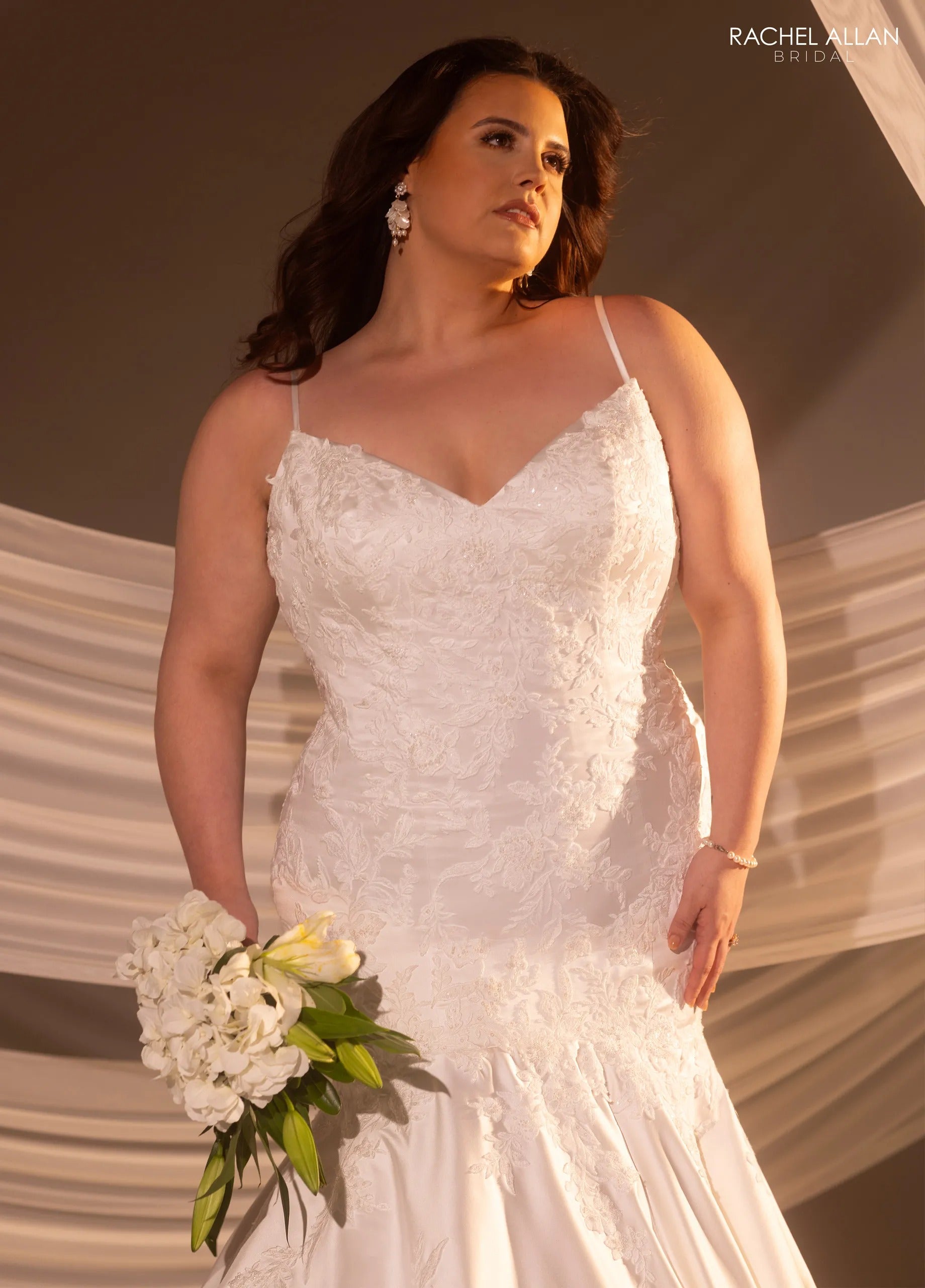 Ivory Nude V-Neck Floor-Length Tulle A-Line Wedding Gown with Detachable Liner Rachel Allan RB3231 Rachel Allan RB3232